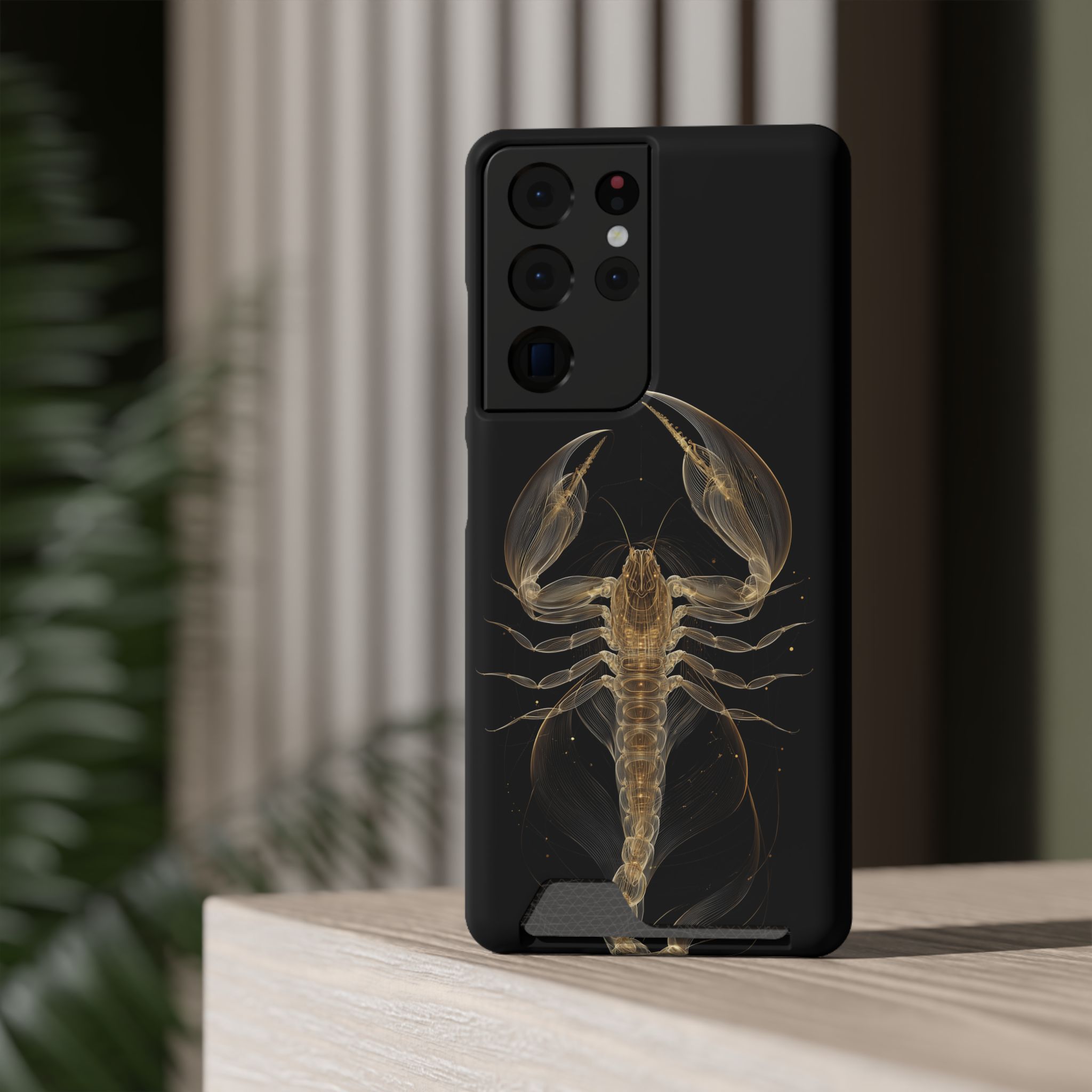 Scorpio Zodiac Phone Case with Card Holder – Celestial Gold Scorpion - Image 80