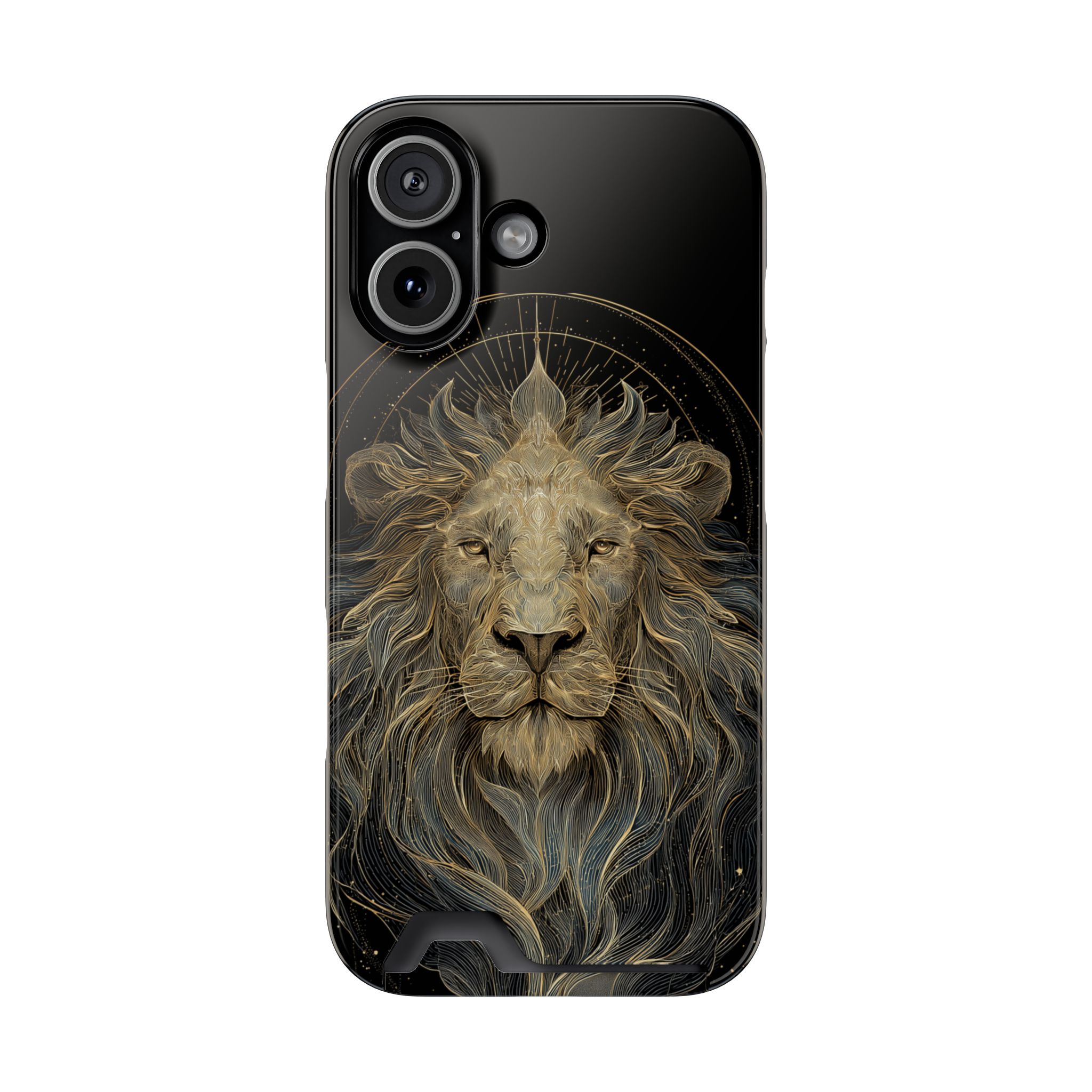 Leo Zodiac Phone Case with Card Holder – Celestial Gold Lion - Image 85