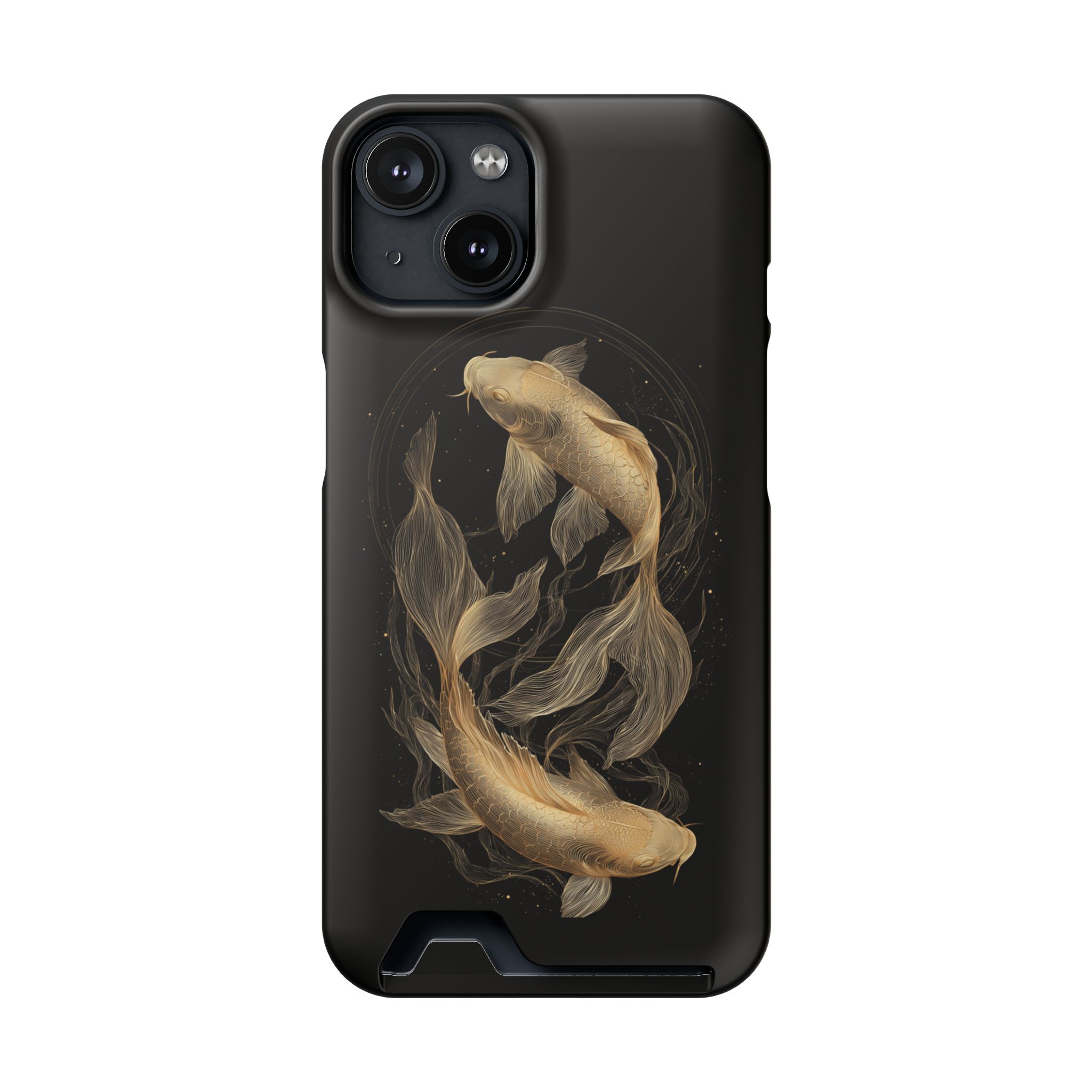 Pisces Zodiac Phone Case with Card Holder – Celestial Gold Fish - Image 89