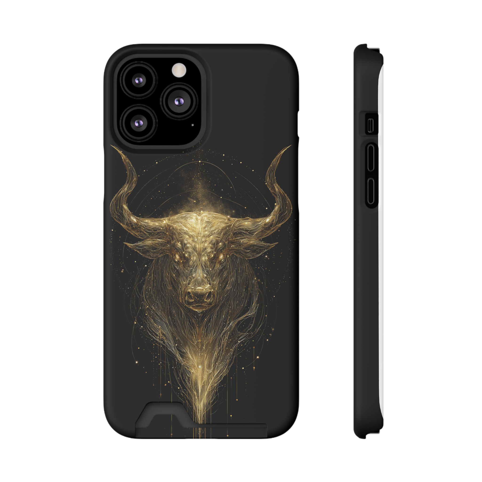 Taurus Zodiac Phone Case with Card Holder – Celestial Gold Bull - Image 53