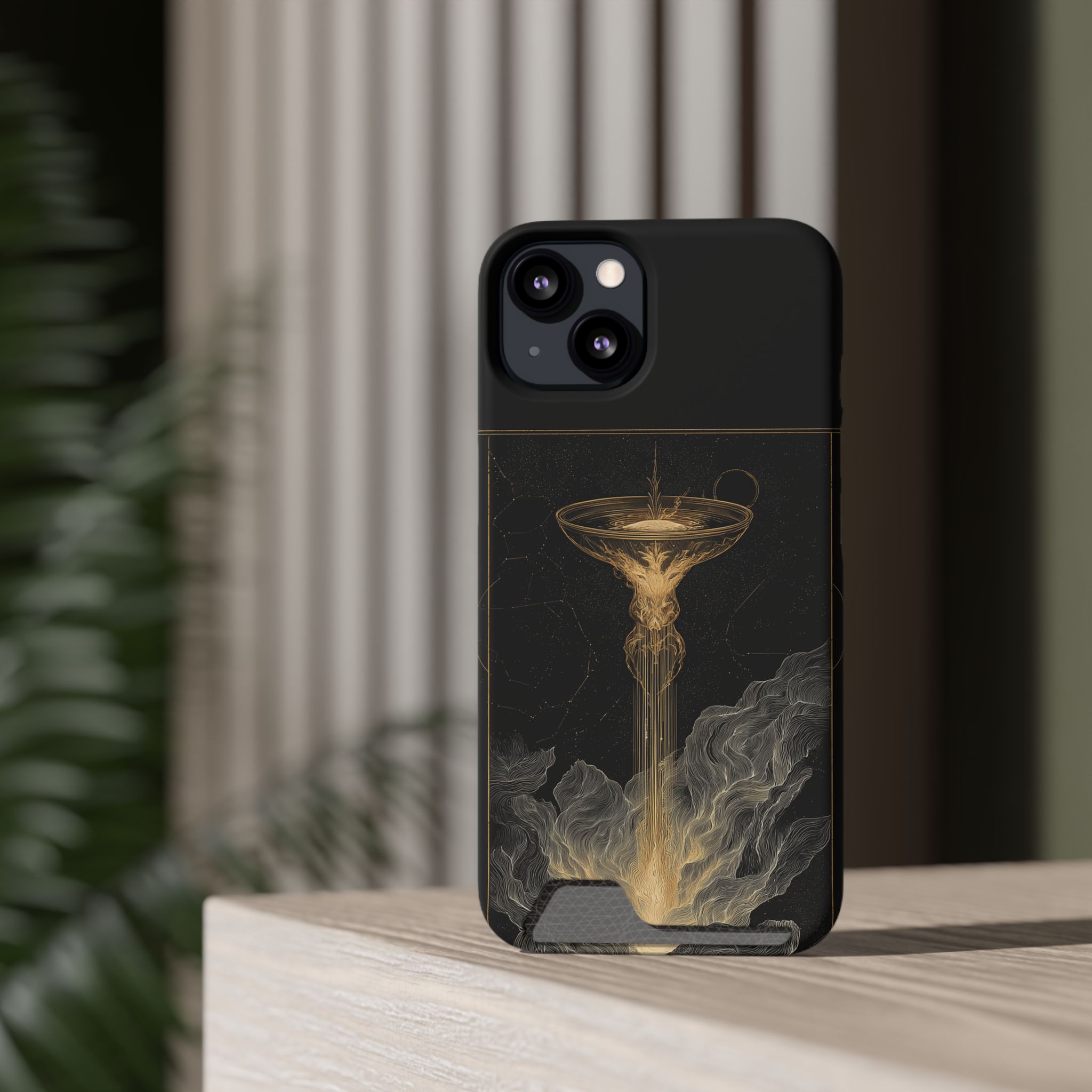 Aquarius Zodiac Phone Case with Card Holder – Celestial Gold Water Bearer - Image 32