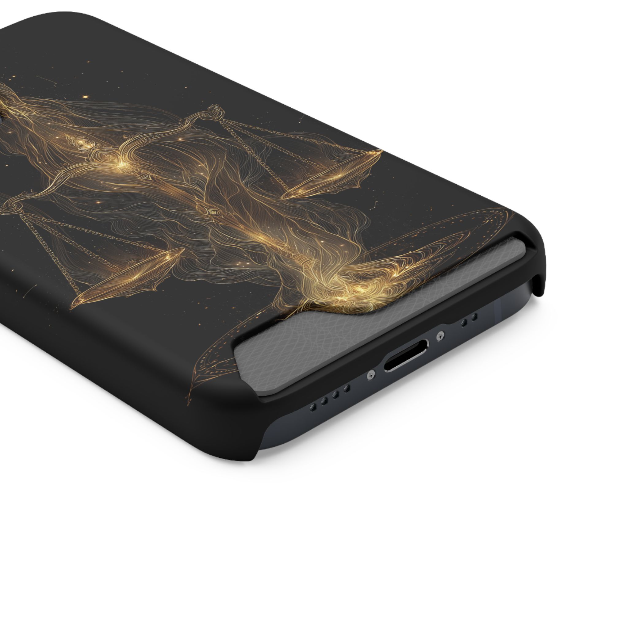 Libra Zodiac Phone Case with Card Holder – Celestial Gold Scales - Image 38