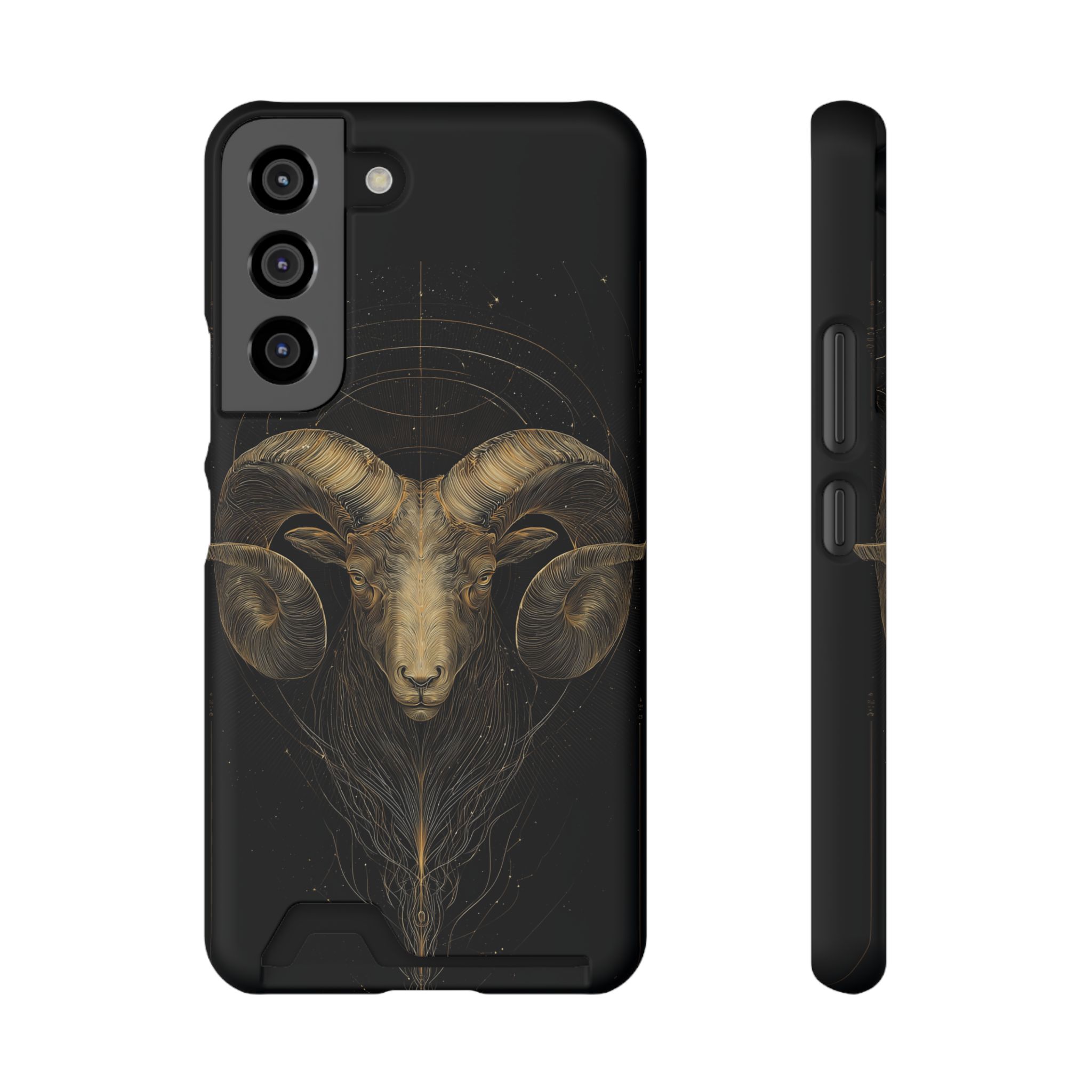 Aries Zodiac Phone Case with Card Holder – Celestial Gold Constellation - Image 5