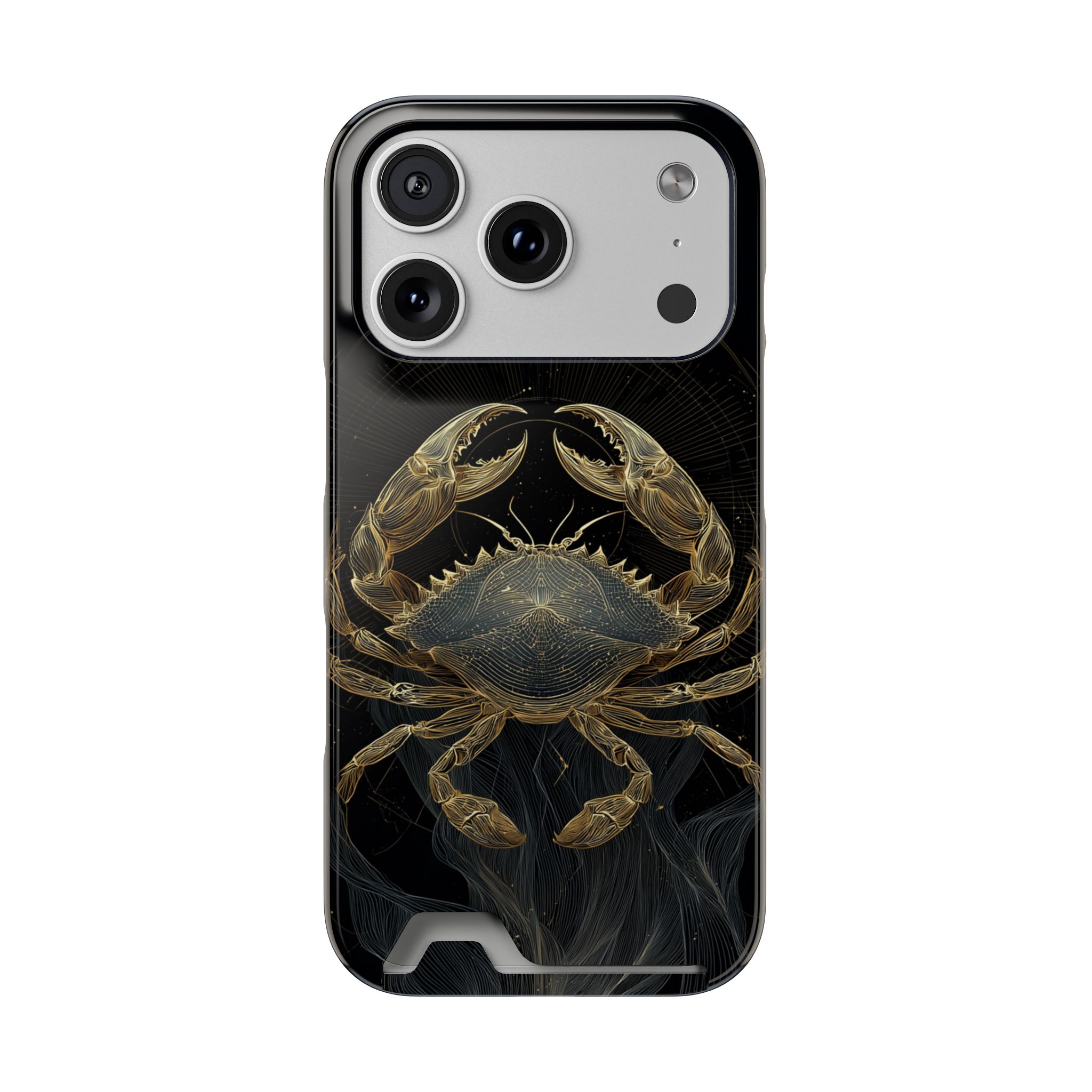 Cancer Zodiac Phone Case with Card Holder – Celestial Gold Crab - Image 87