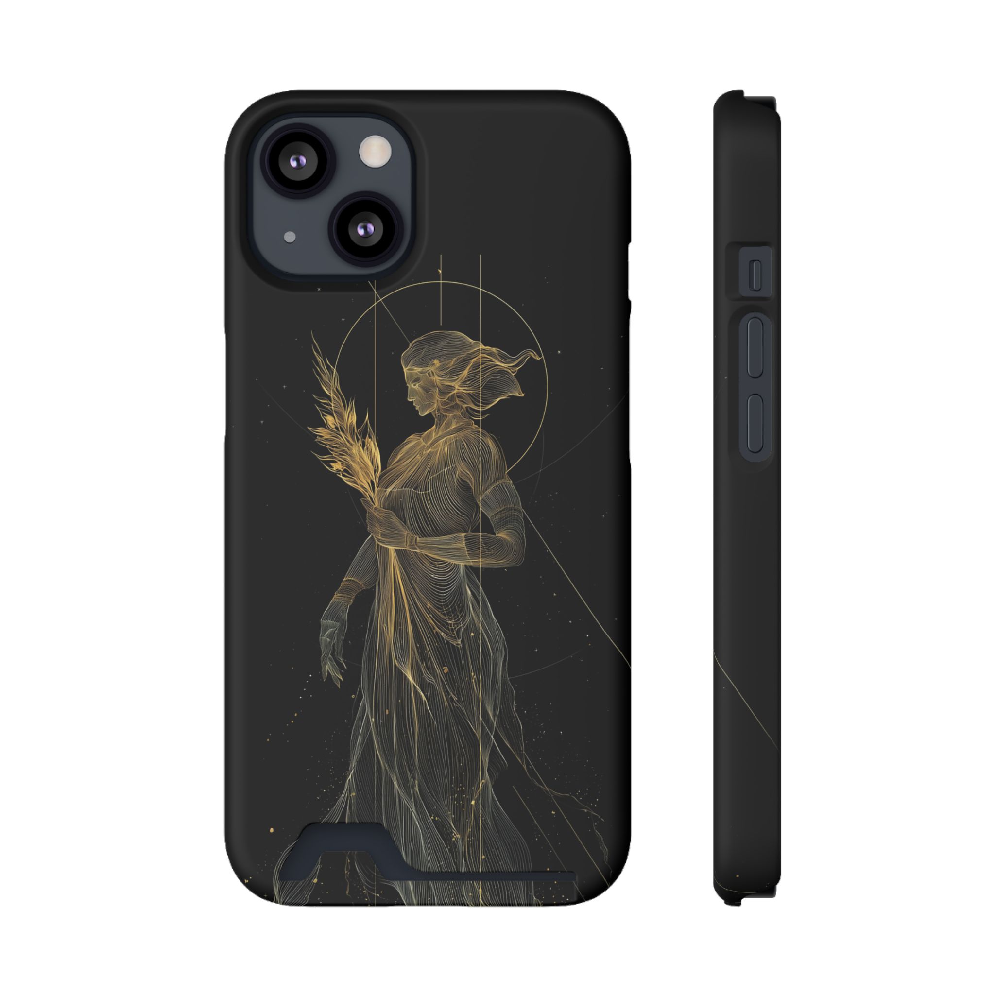 Virgo Zodiac Phone Case with Card Holder – Celestial Gold Maiden - Image 29