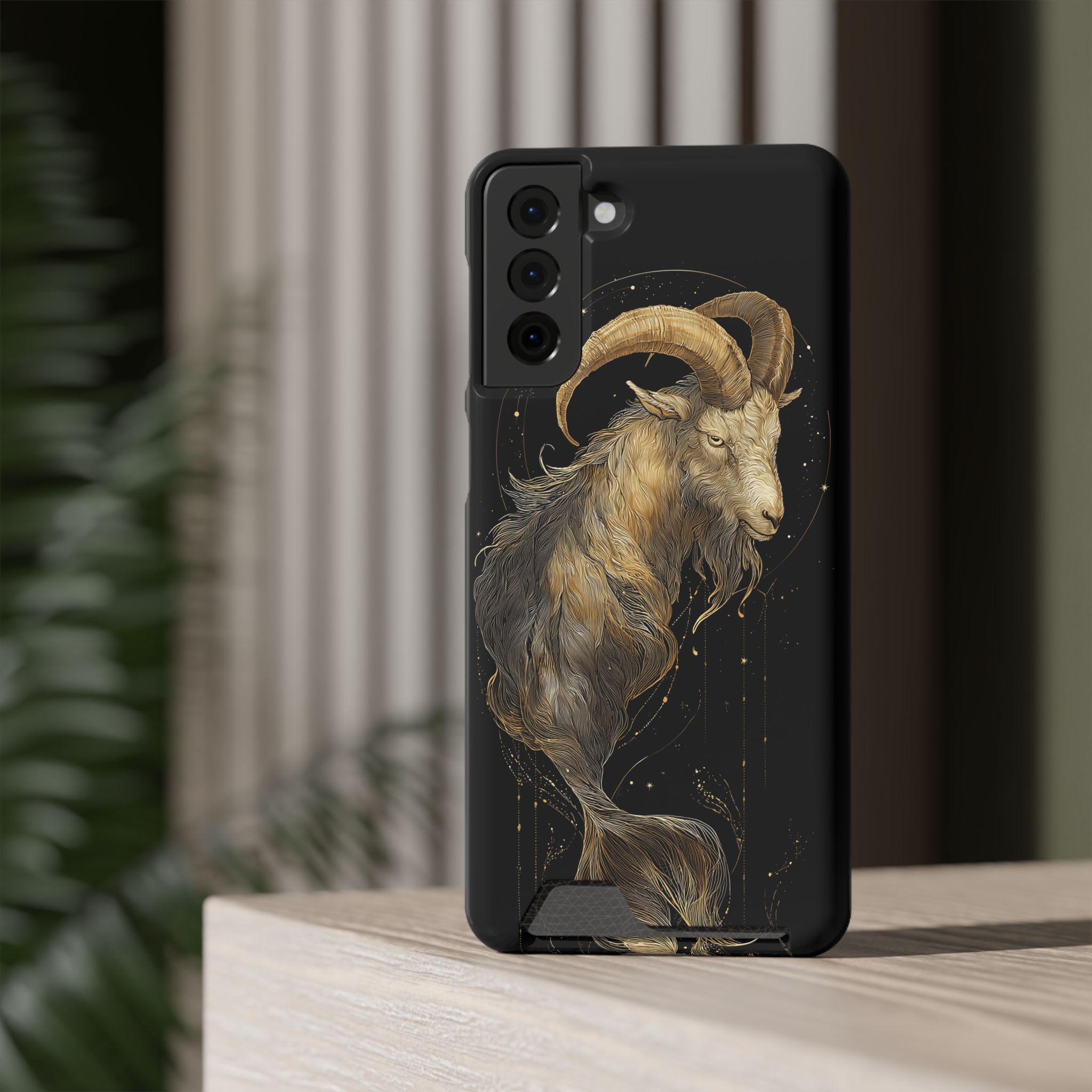 Capricorn Zodiac Phone Case with Card Holder – Celestial Gold Sea-Goat - Image 68