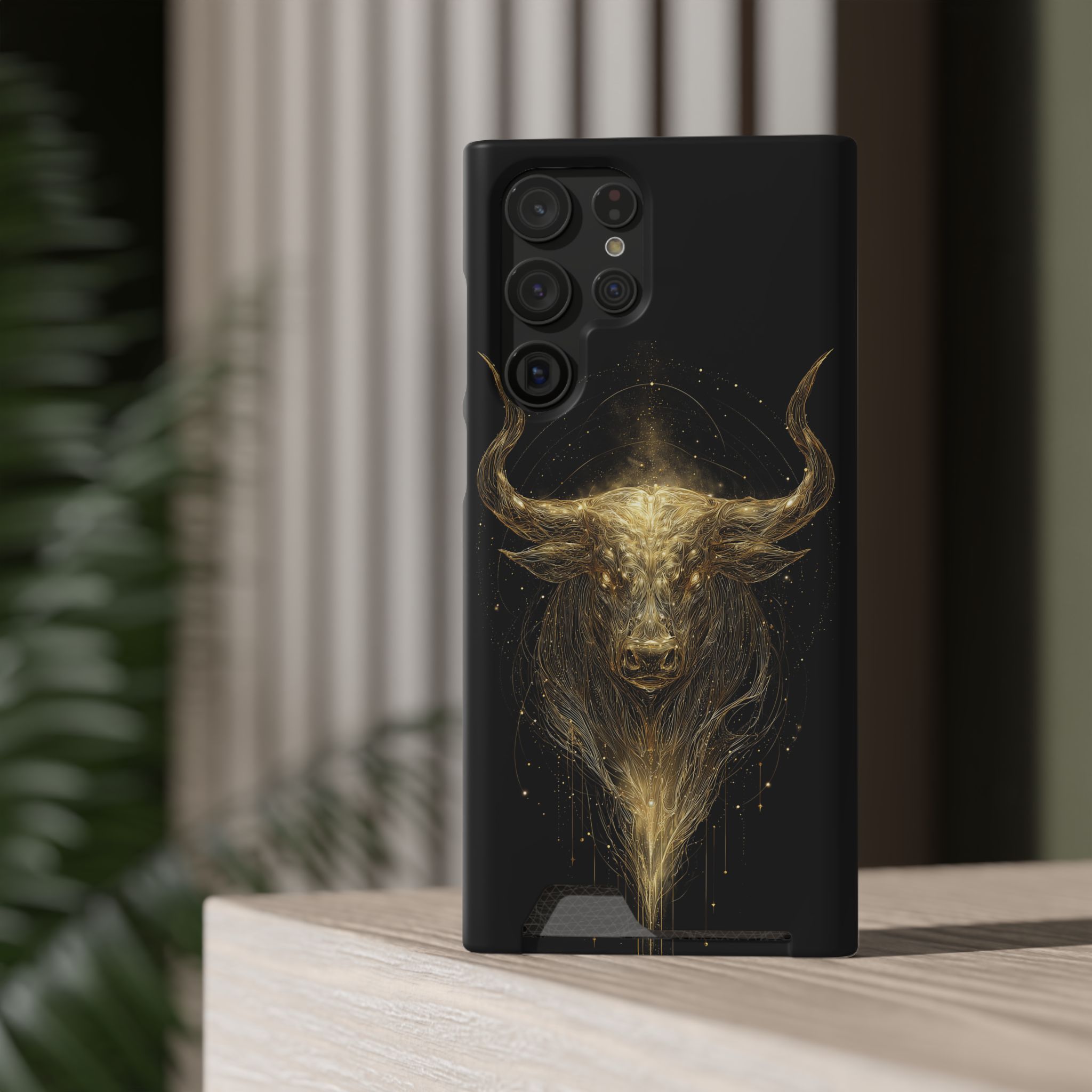 Taurus Zodiac Phone Case with Card Holder – Celestial Gold Bull - Image 24