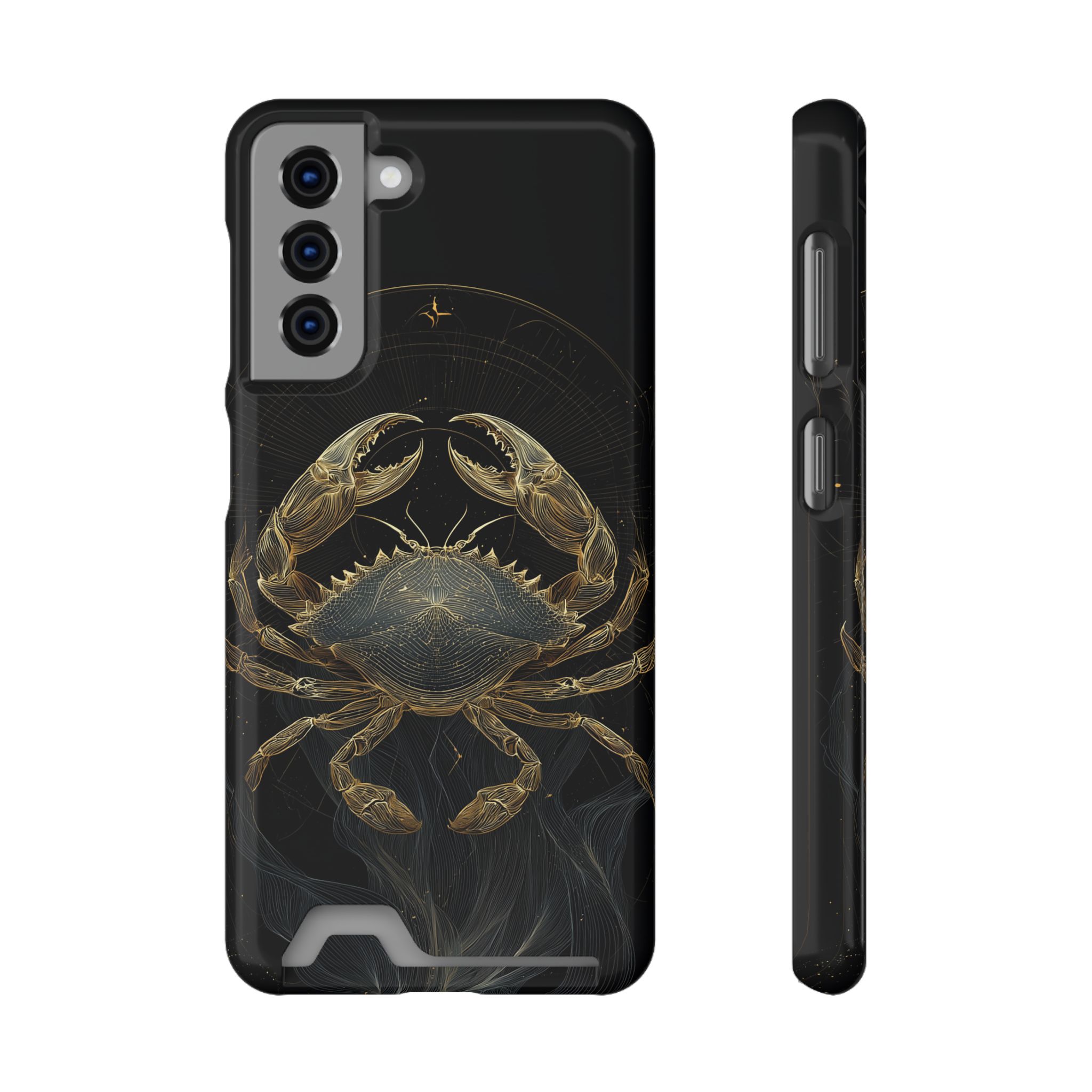 Cancer Zodiac Phone Case with Card Holder – Celestial Gold Crab - Image 57