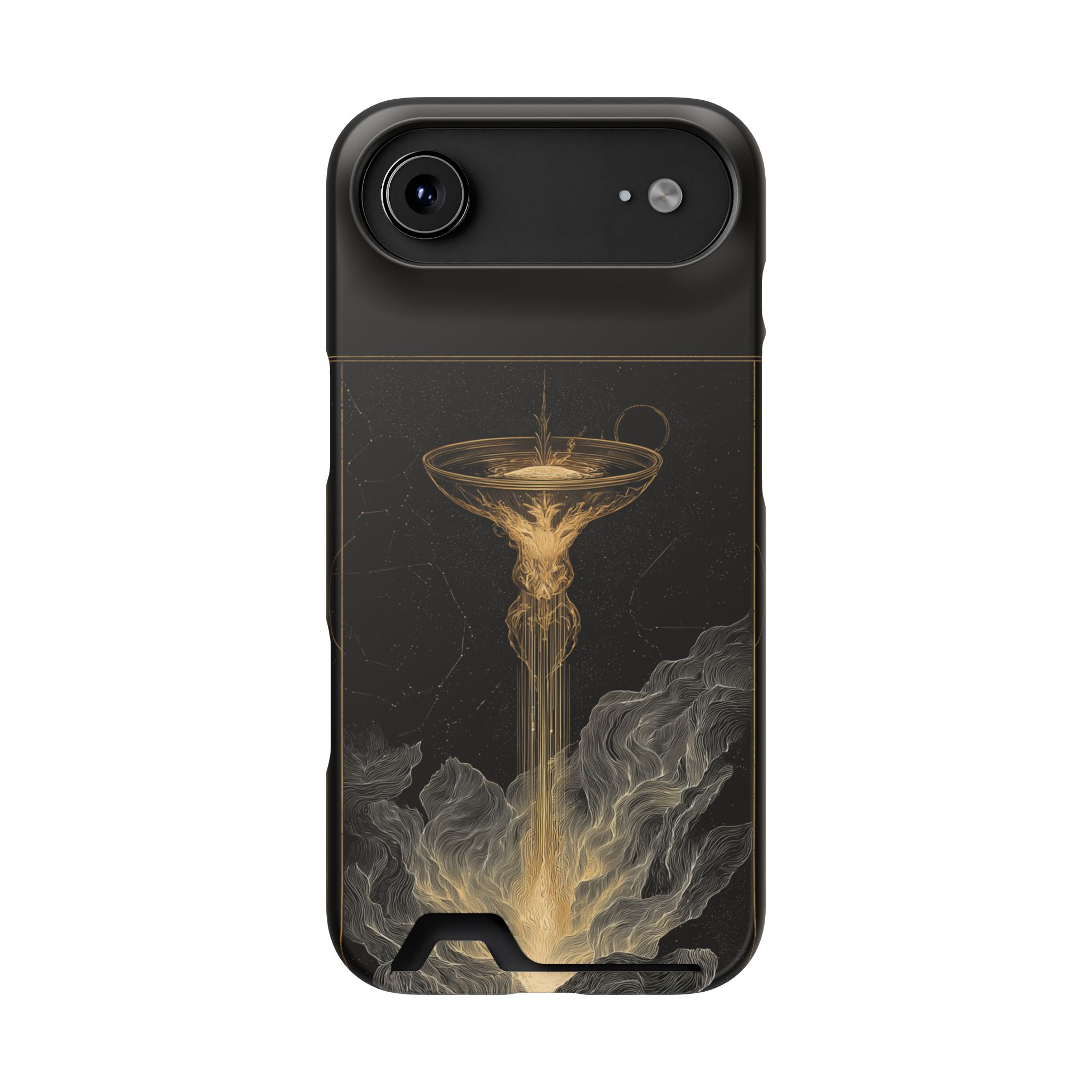 Aquarius Zodiac Phone Case with Card Holder – Celestial Gold Water Bearer - Image 82