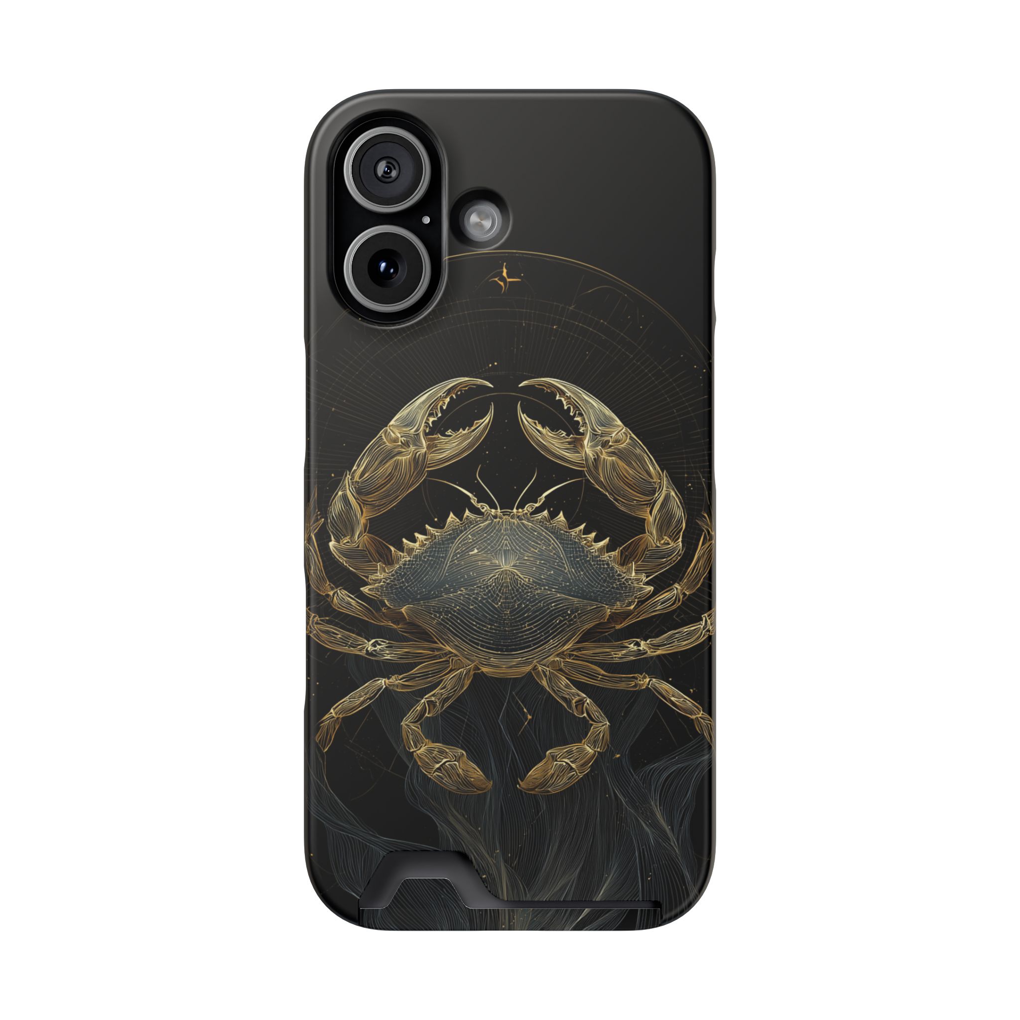 Cancer Zodiac Phone Case with Card Holder – Celestial Gold Crab - Image 81