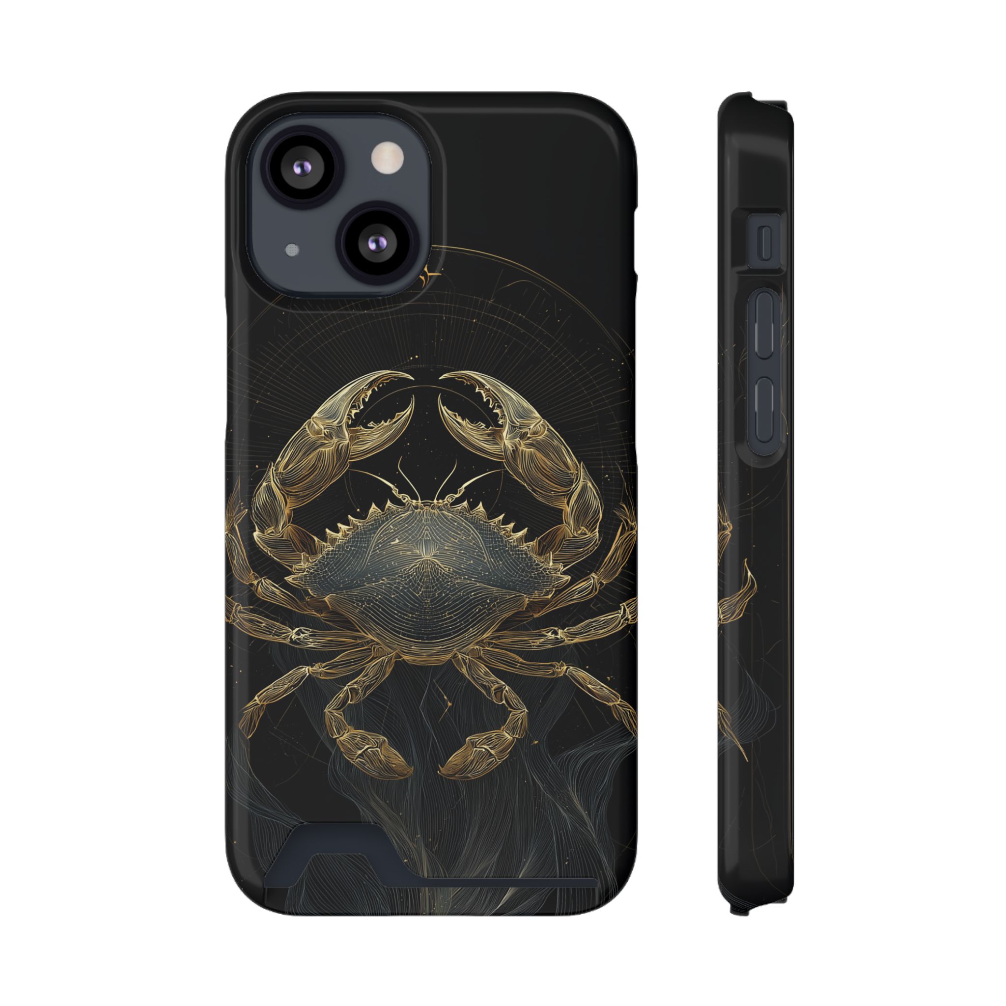 Cancer Zodiac Phone Case with Card Holder – Celestial Gold Crab - Image 33