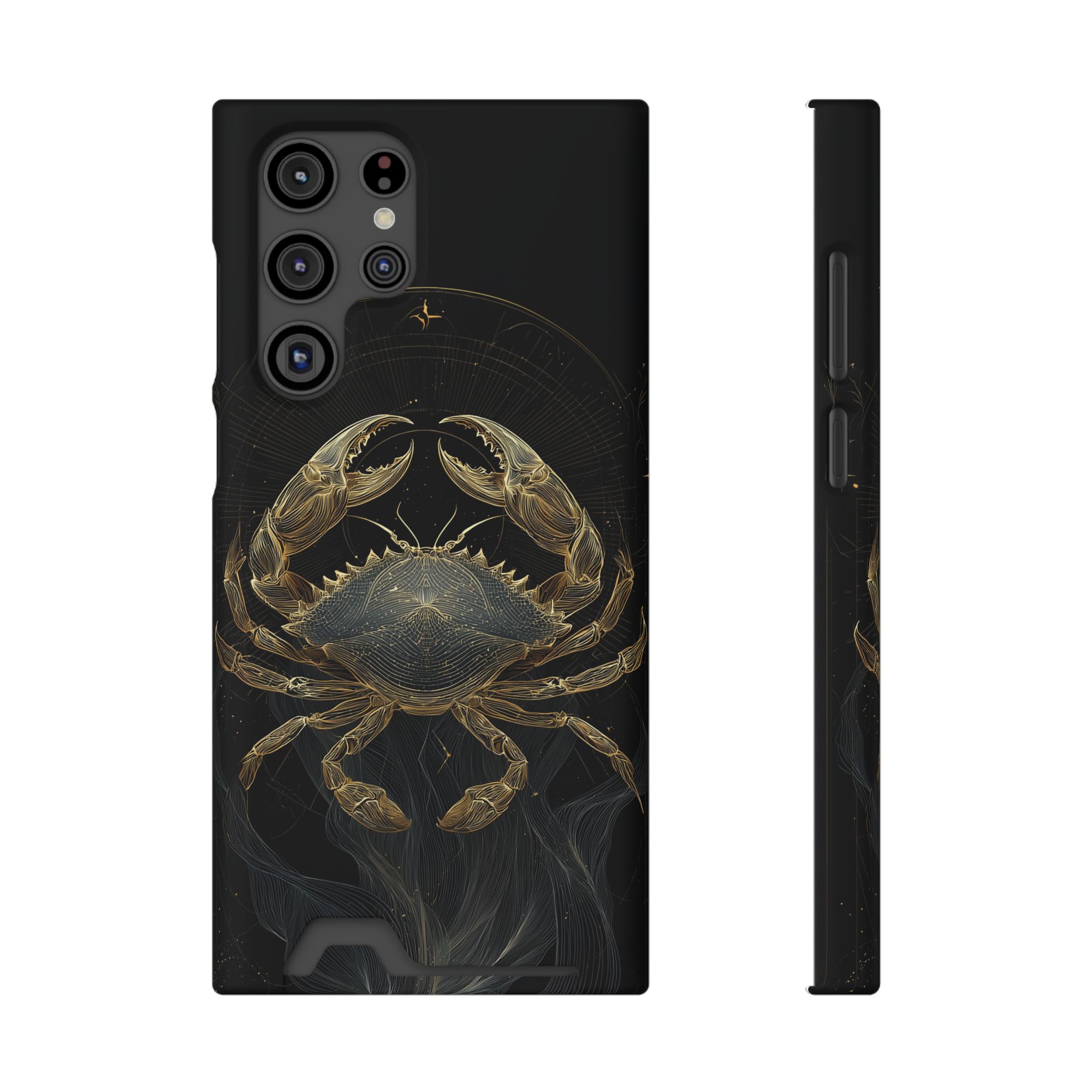 Cancer Zodiac Phone Case with Card Holder – Celestial Gold Crab - Image 21