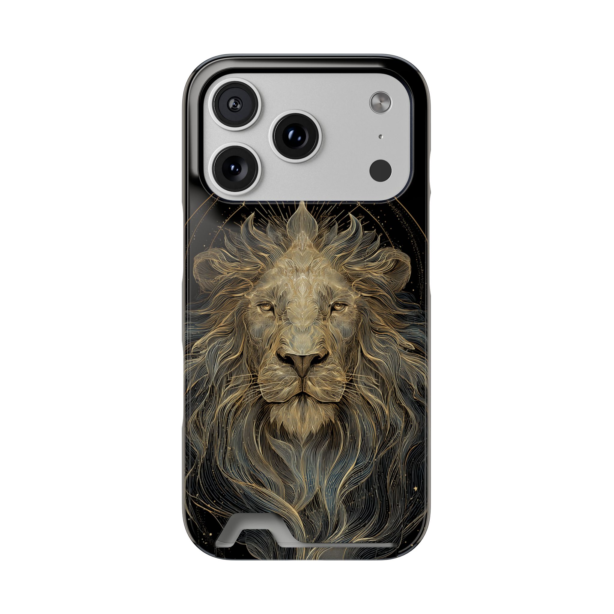 Leo Zodiac Phone Case with Card Holder – Celestial Gold Lion - Image 87