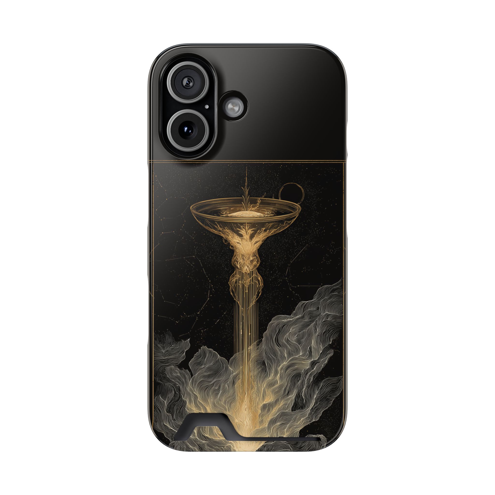 Aquarius Zodiac Phone Case with Card Holder – Celestial Gold Water Bearer - Image 85