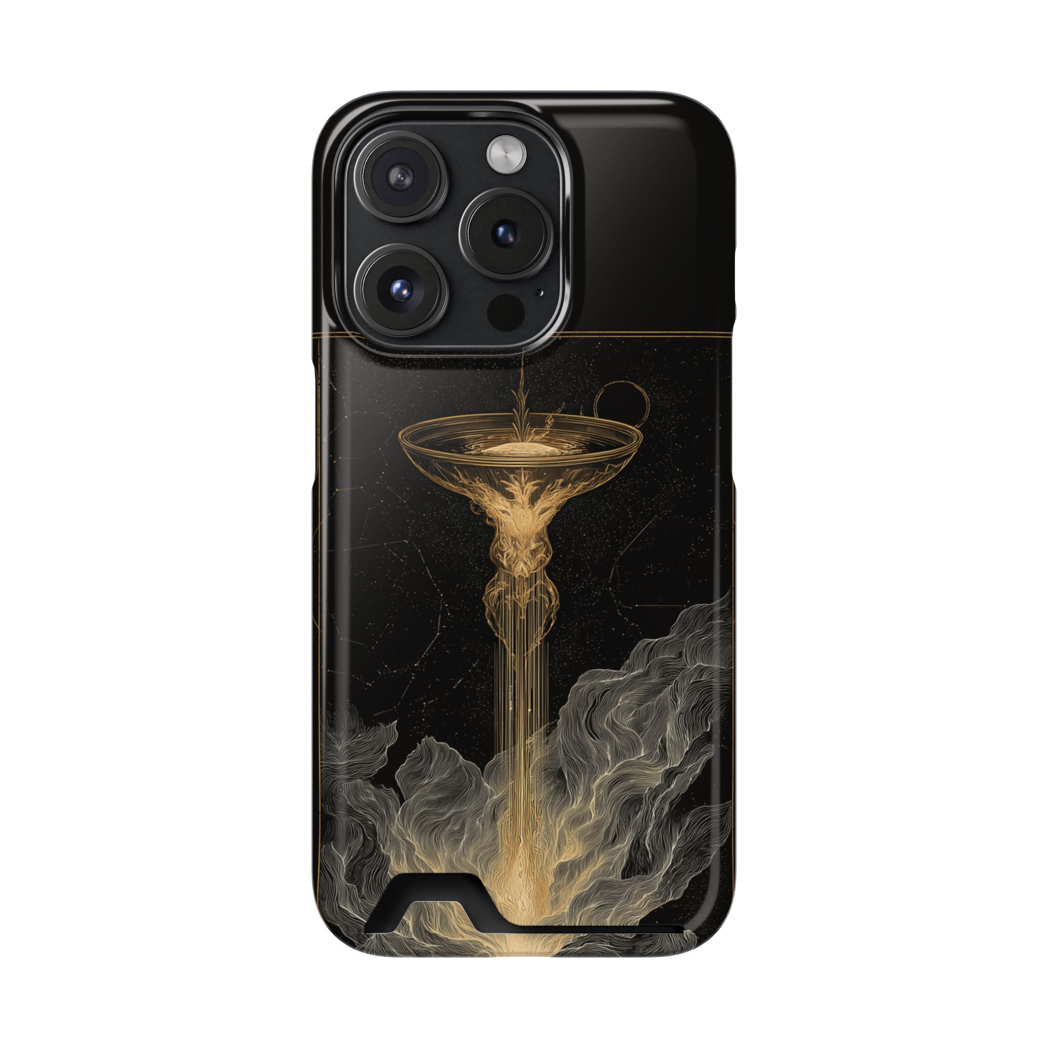 Aquarius Zodiac Phone Case with Card Holder – Celestial Gold Water Bearer - Image 99