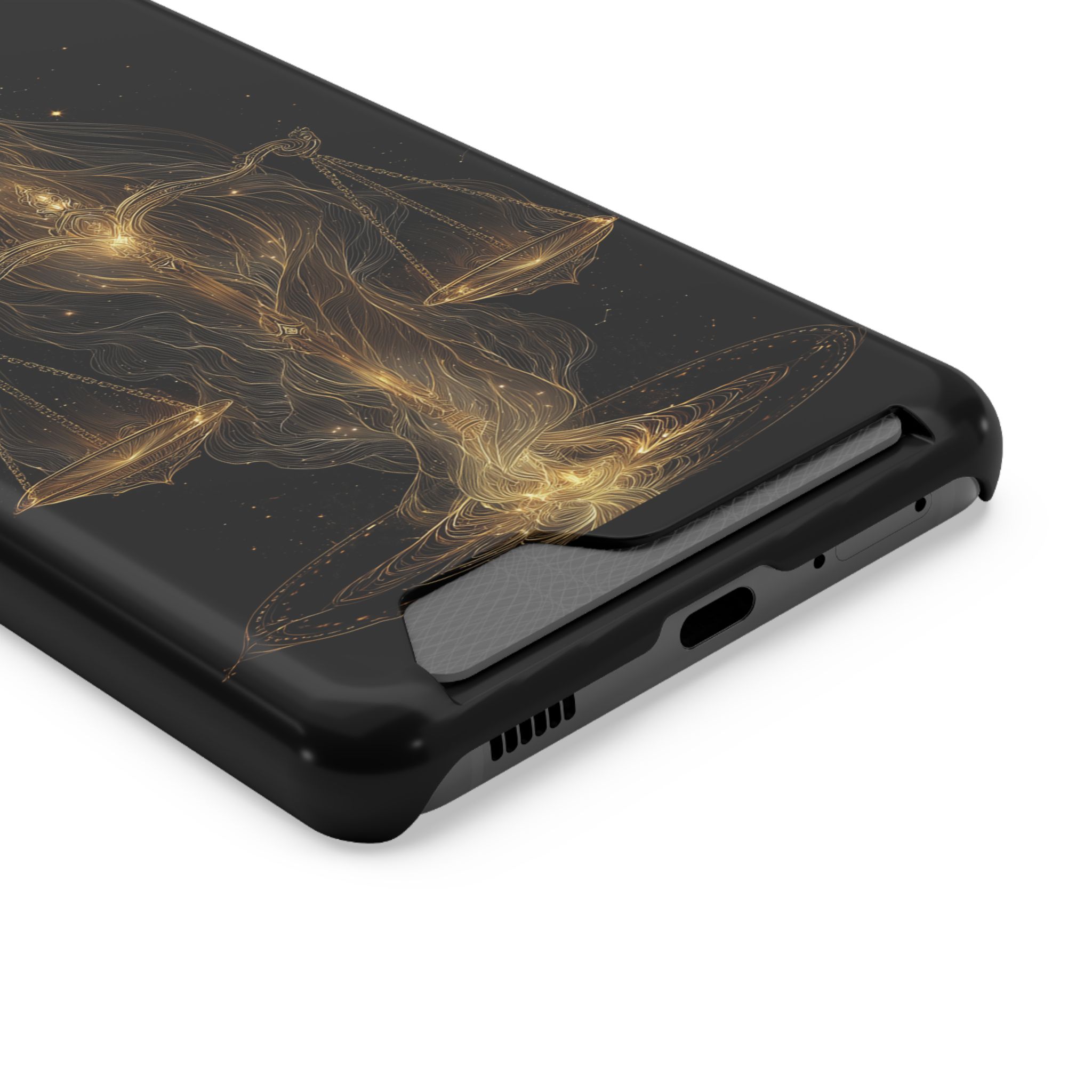 Libra Zodiac Phone Case with Card Holder – Celestial Gold Scales - Image 66