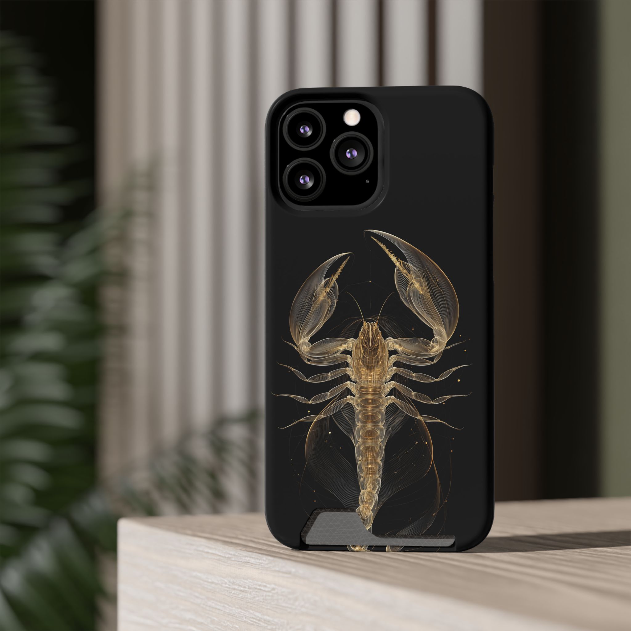 Scorpio Zodiac Phone Case with Card Holder – Celestial Gold Scorpion - Image 52