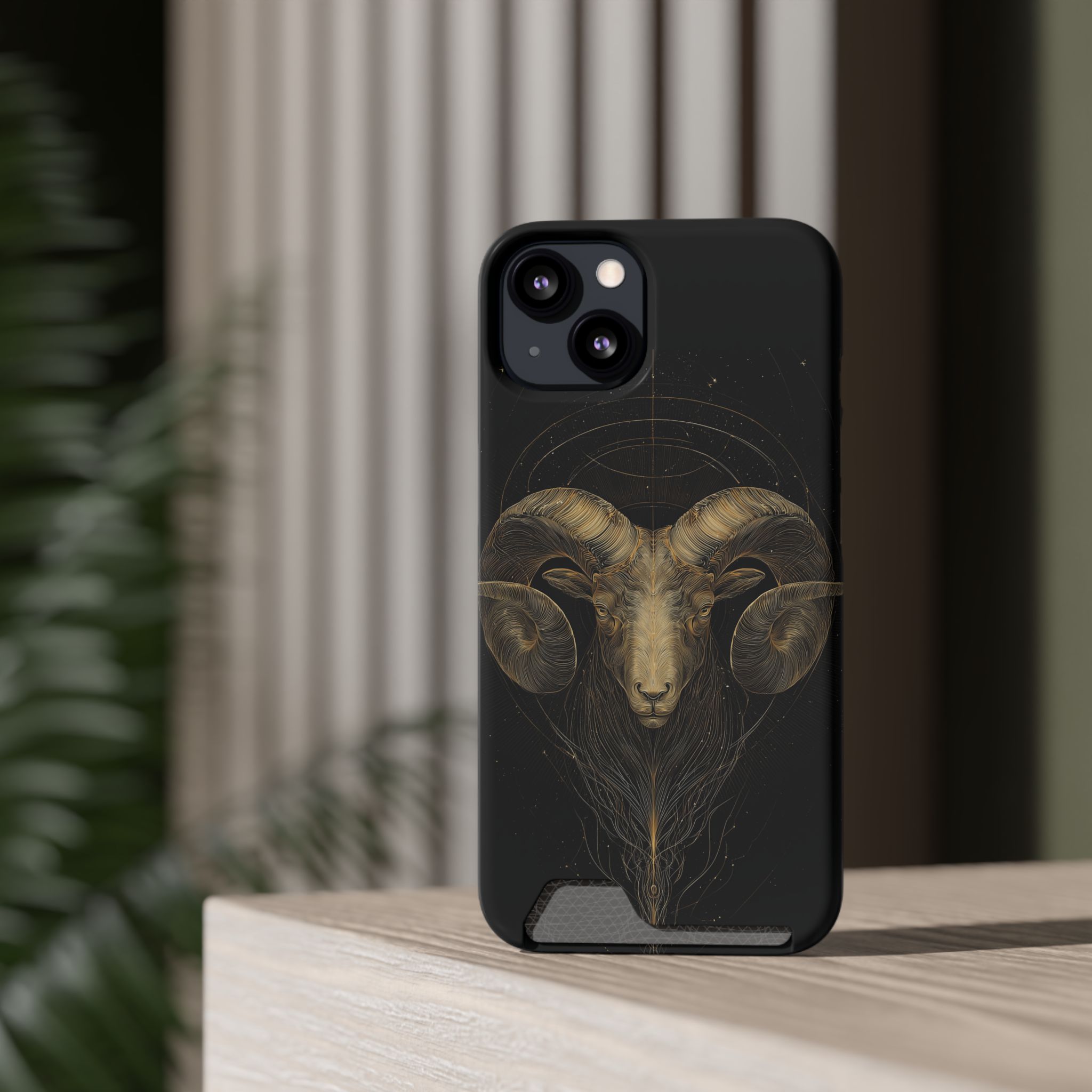 Aries Zodiac Phone Case with Card Holder – Celestial Gold Constellation - Image 28