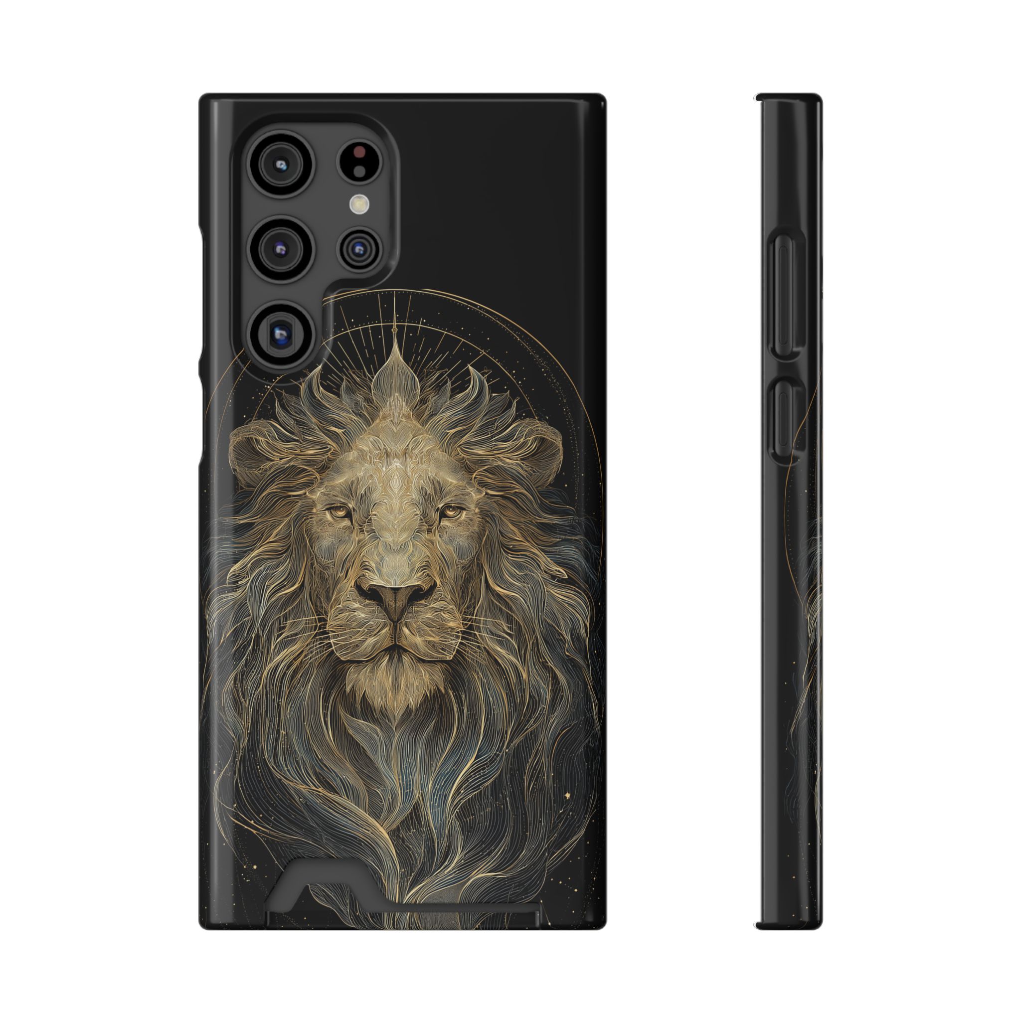 Leo Zodiac Phone Case with Card Holder – Celestial Gold Lion - Image 17