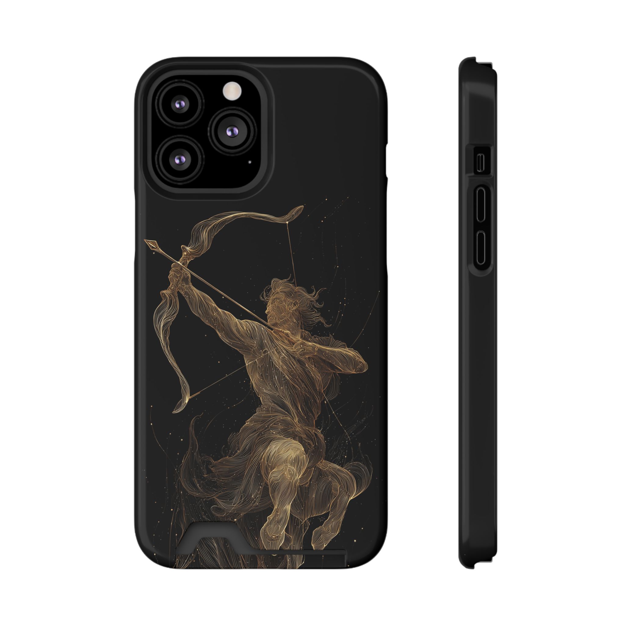 Sagittarius Zodiac Phone Case with Card Holder – Celestial Gold Archer - Image 49