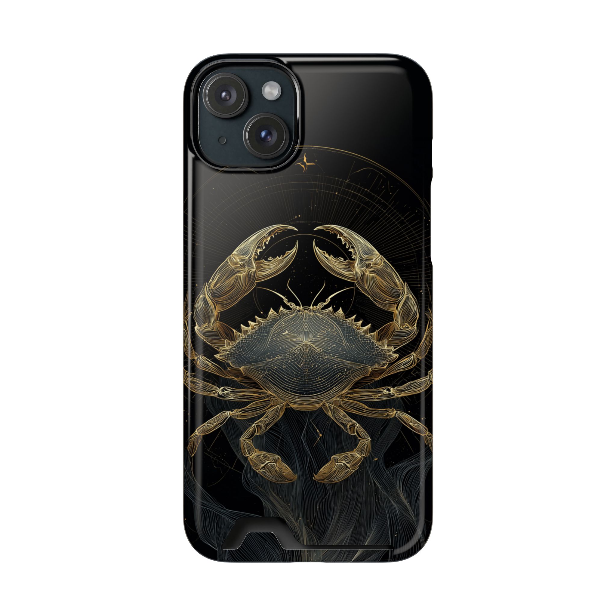 Cancer Zodiac Phone Case with Card Holder – Celestial Gold Crab - Image 101
