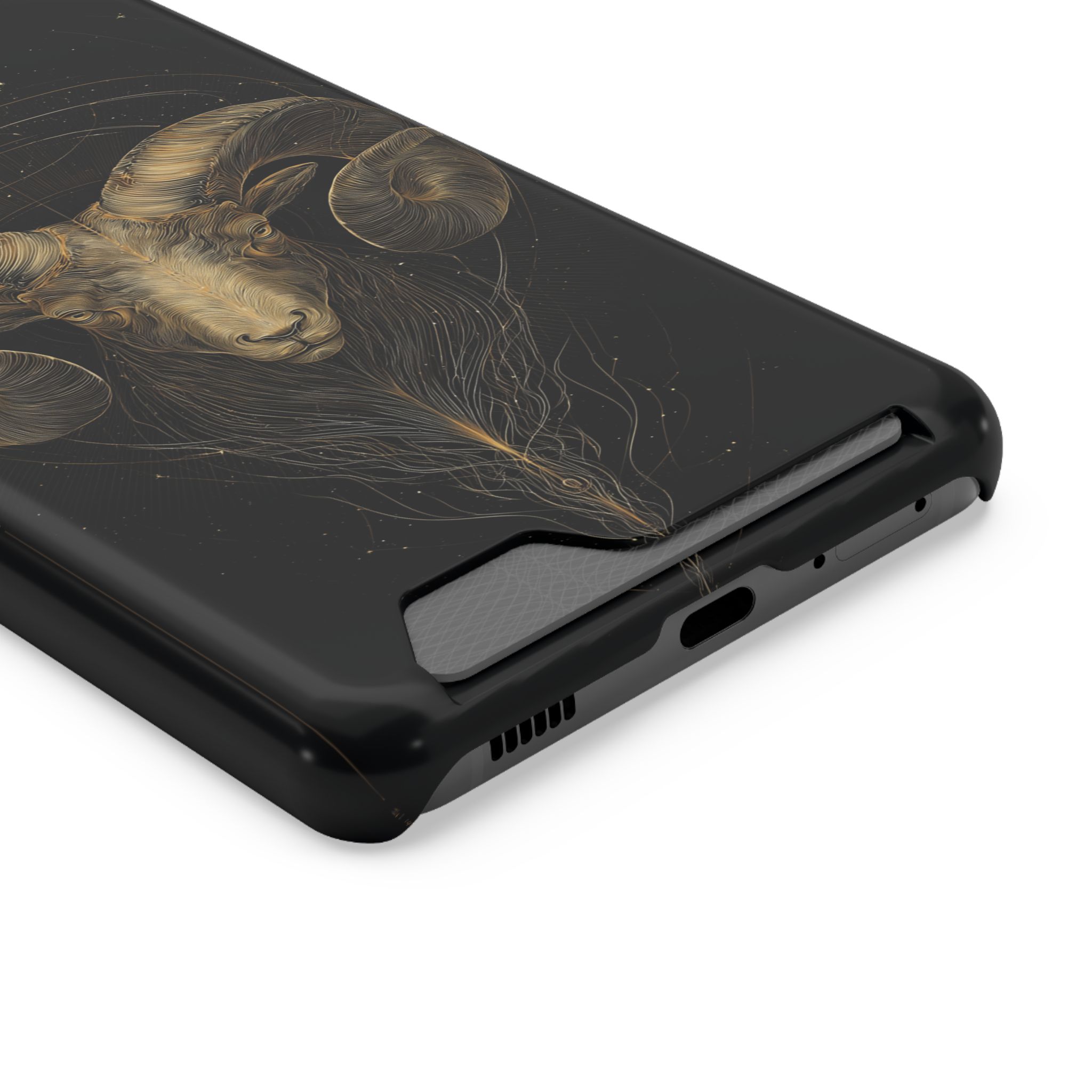 Aries Zodiac Phone Case with Card Holder – Celestial Gold Constellation - Image 66