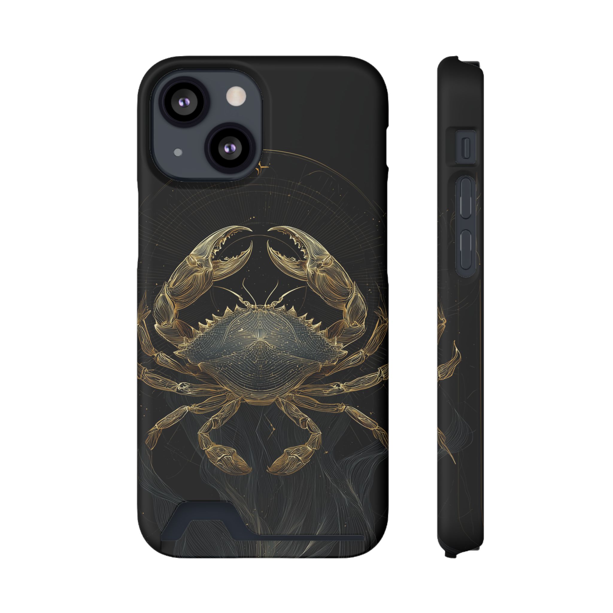 Cancer Zodiac Phone Case with Card Holder – Celestial Gold Crab - Image 37