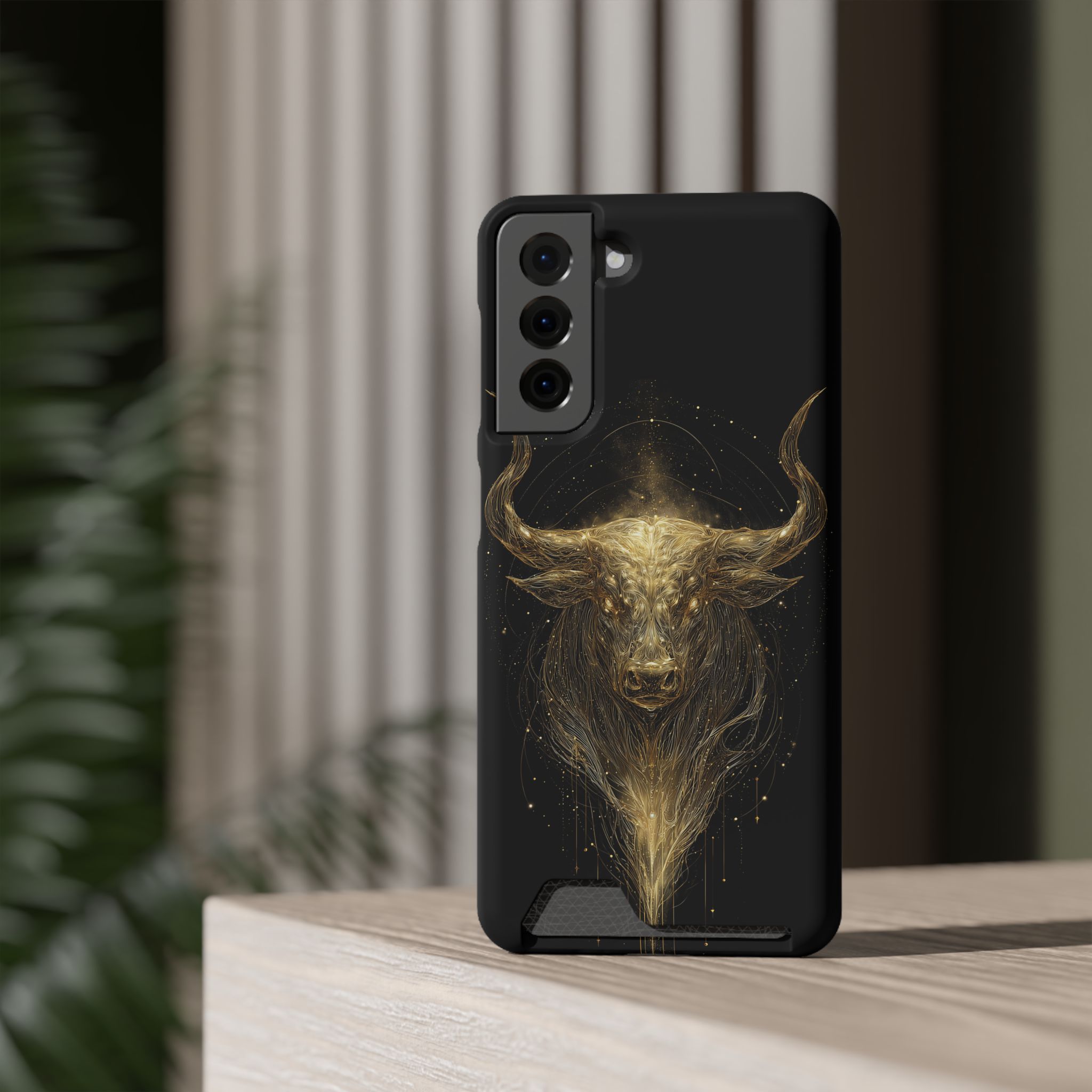 Taurus Zodiac Phone Case with Card Holder – Celestial Gold Bull - Image 64