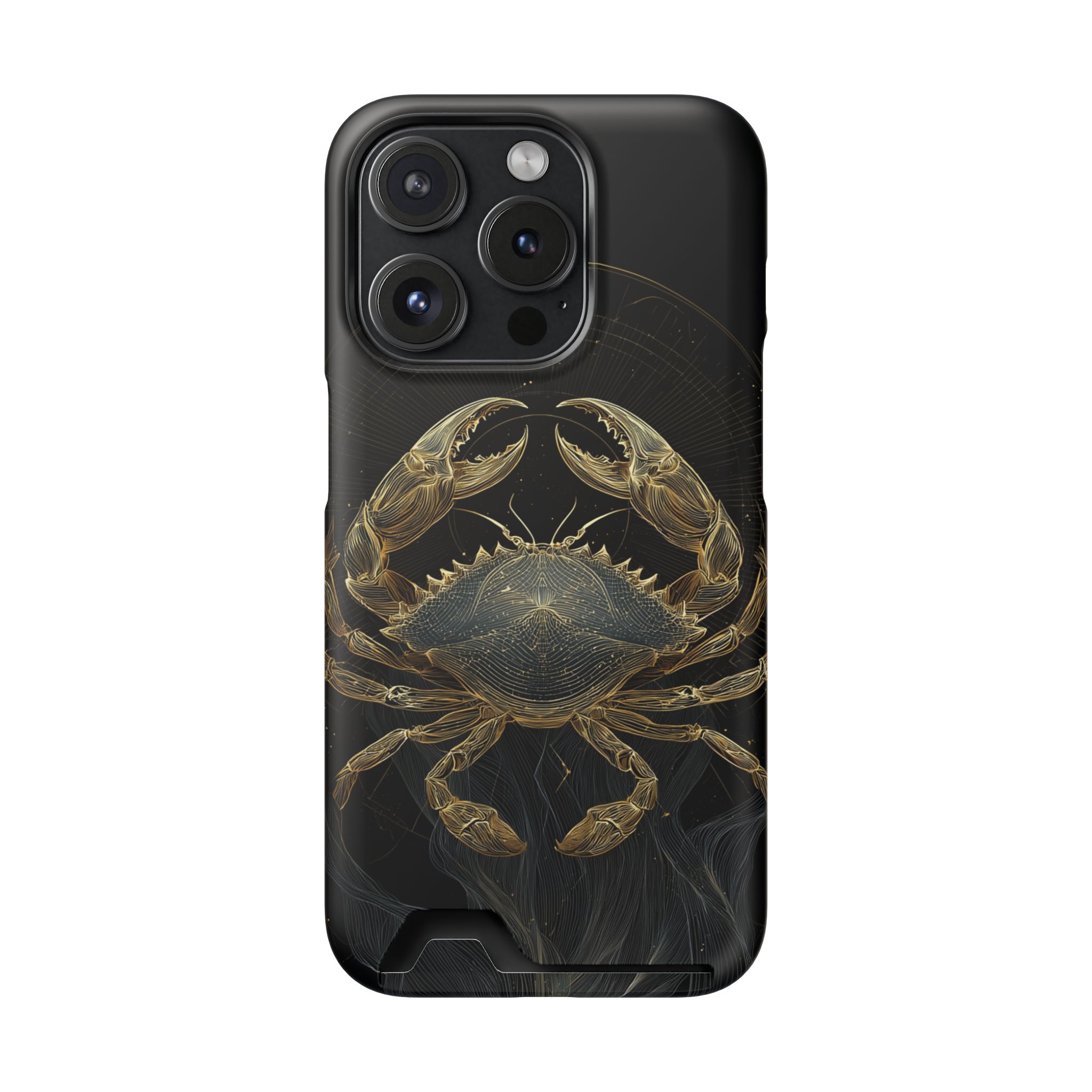Cancer Zodiac Phone Case with Card Holder – Celestial Gold Crab - Image 100