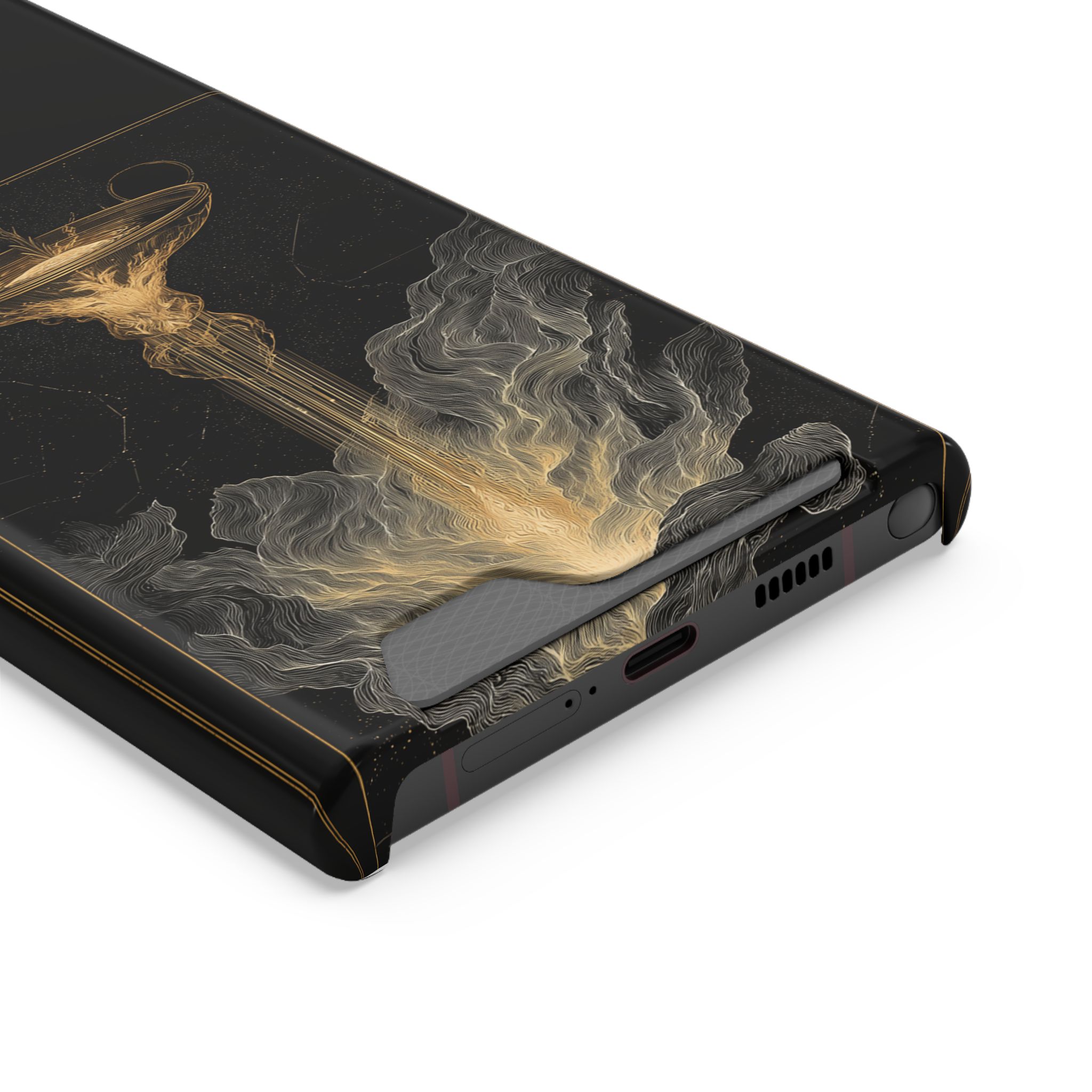 Aquarius Zodiac Phone Case with Card Holder – Celestial Gold Water Bearer - Image 18