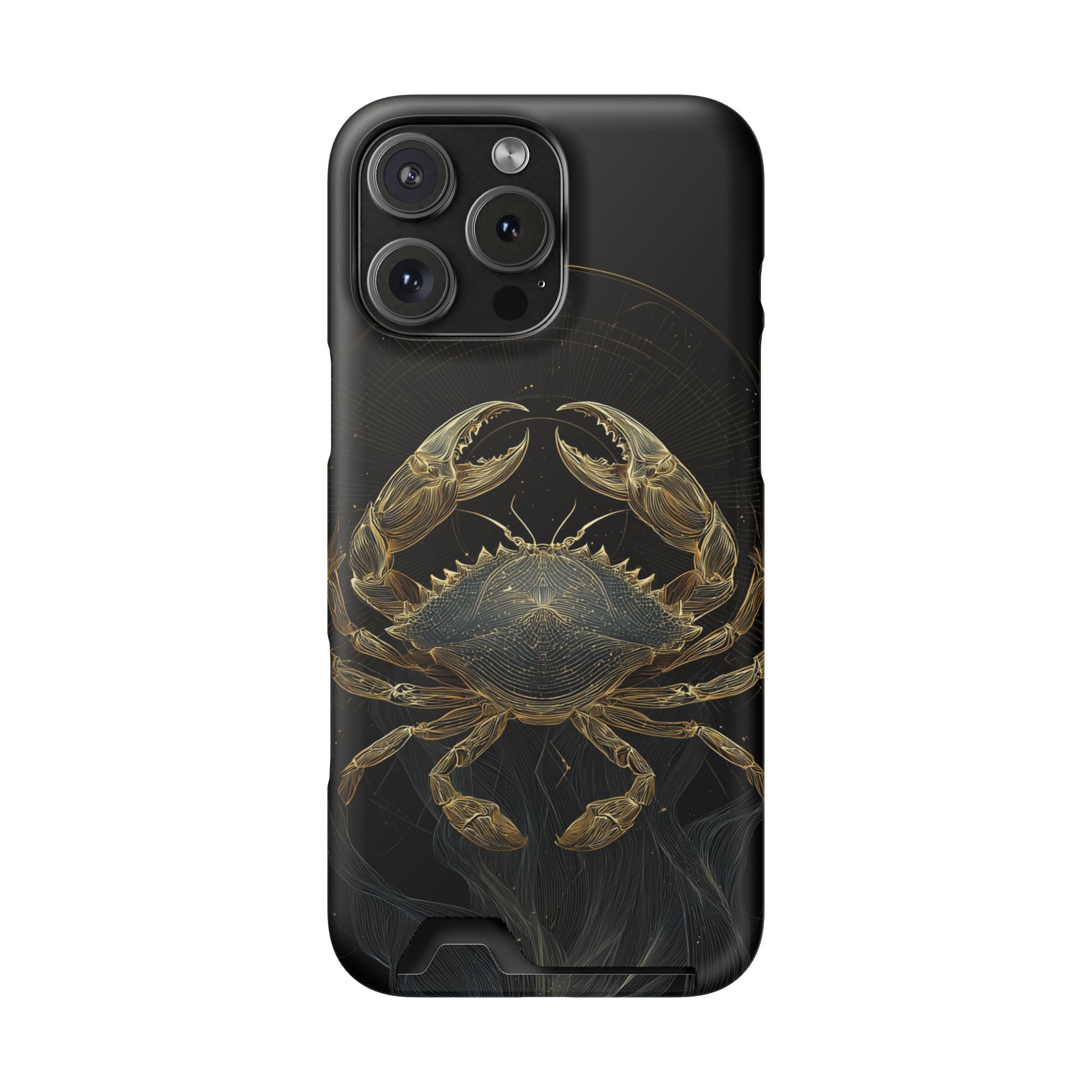 Cancer Zodiac Phone Case with Card Holder – Celestial Gold Crab - Image 112