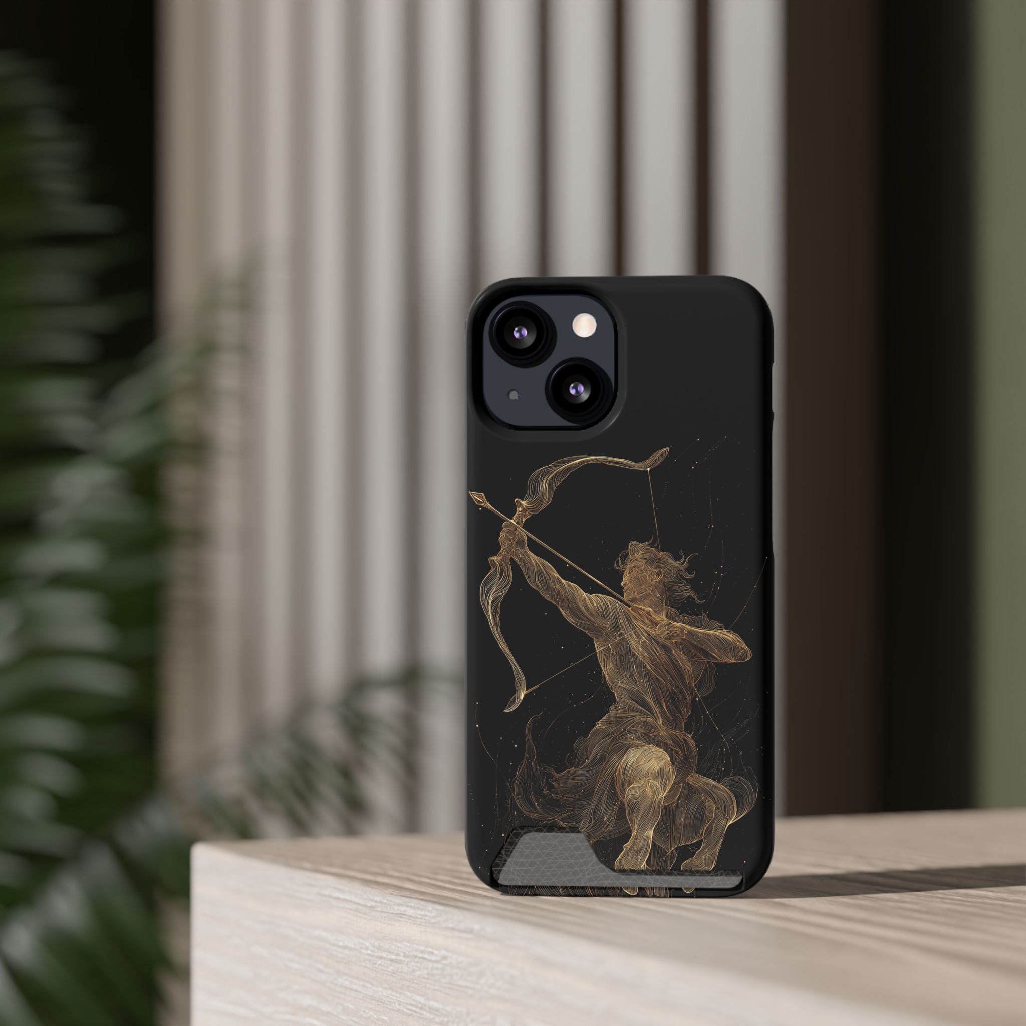 Sagittarius Zodiac Phone Case with Card Holder – Celestial Gold Archer - Image 36