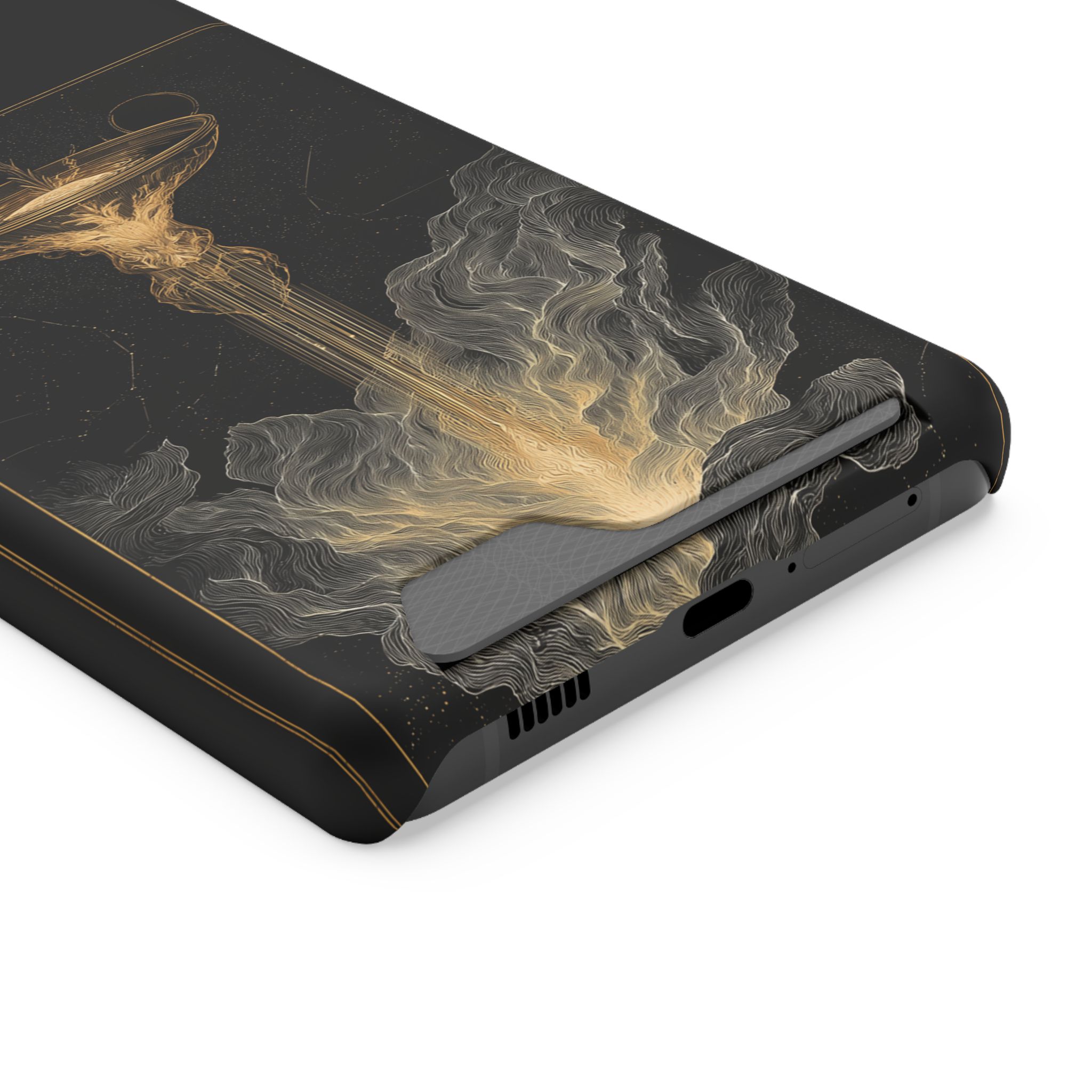 Aquarius Zodiac Phone Case with Card Holder – Celestial Gold Water Bearer - Image 78