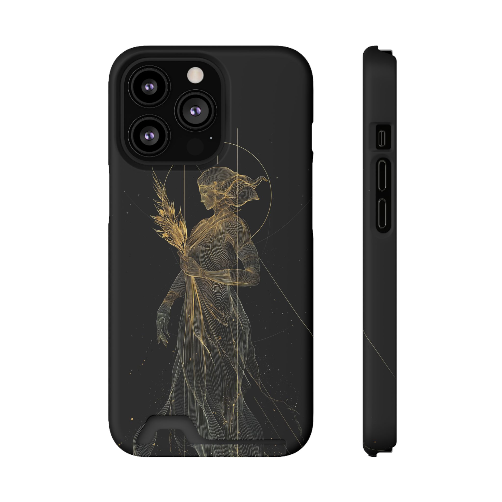 Virgo Zodiac Phone Case with Card Holder – Celestial Gold Maiden - Image 45