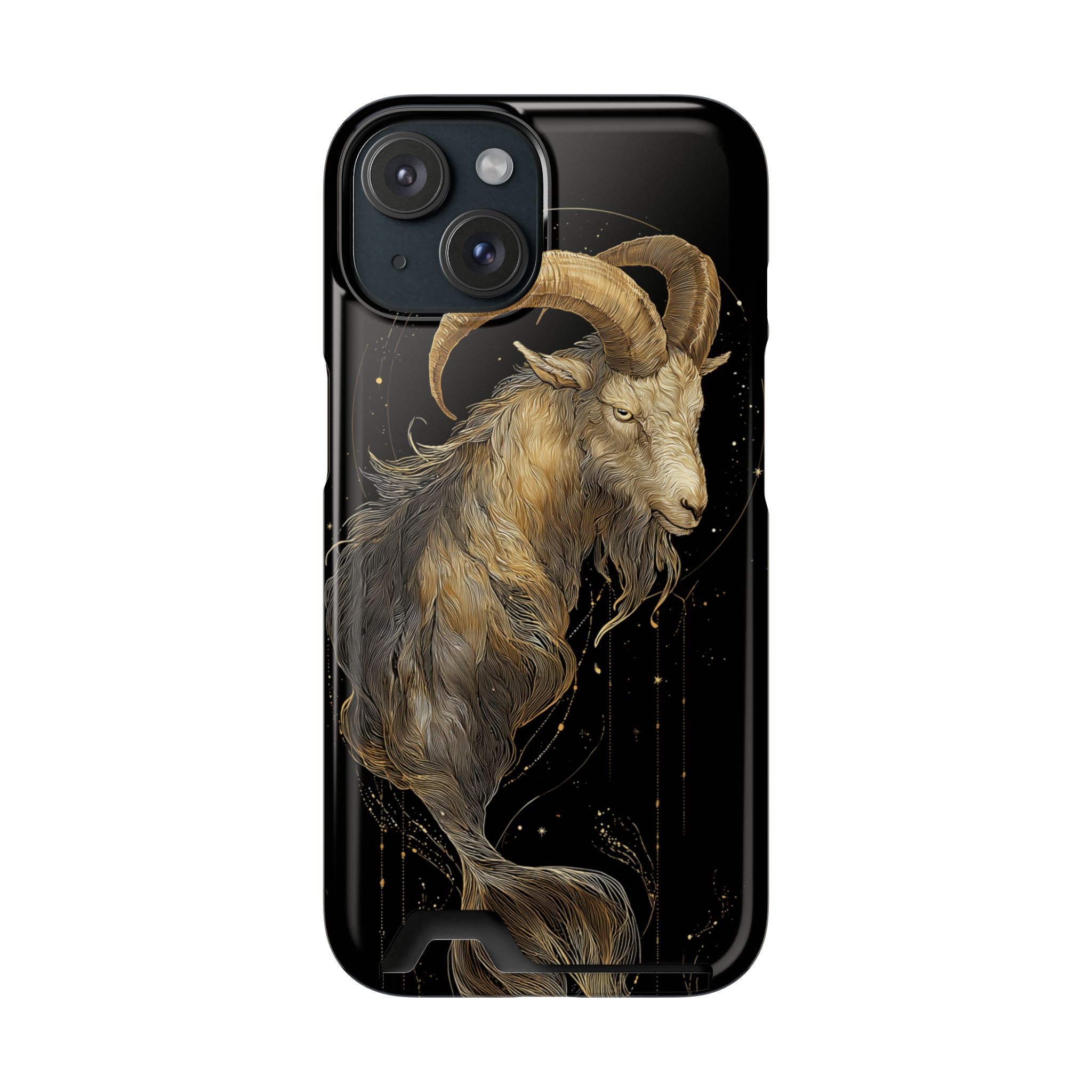 Capricorn Zodiac Phone Case with Card Holder – Celestial Gold Sea-Goat - Image 97