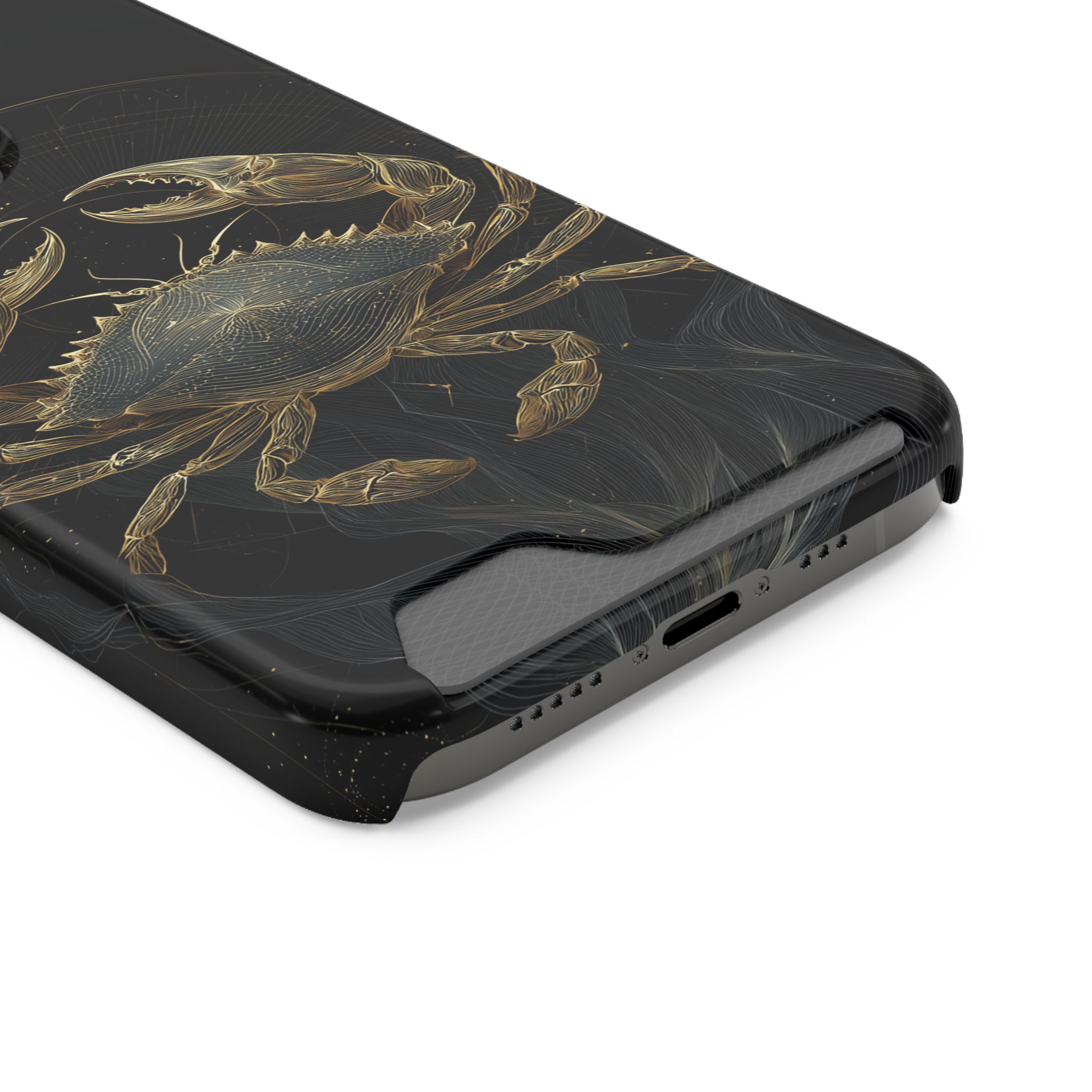 Cancer Zodiac Phone Case with Card Holder – Celestial Gold Crab - Image 42