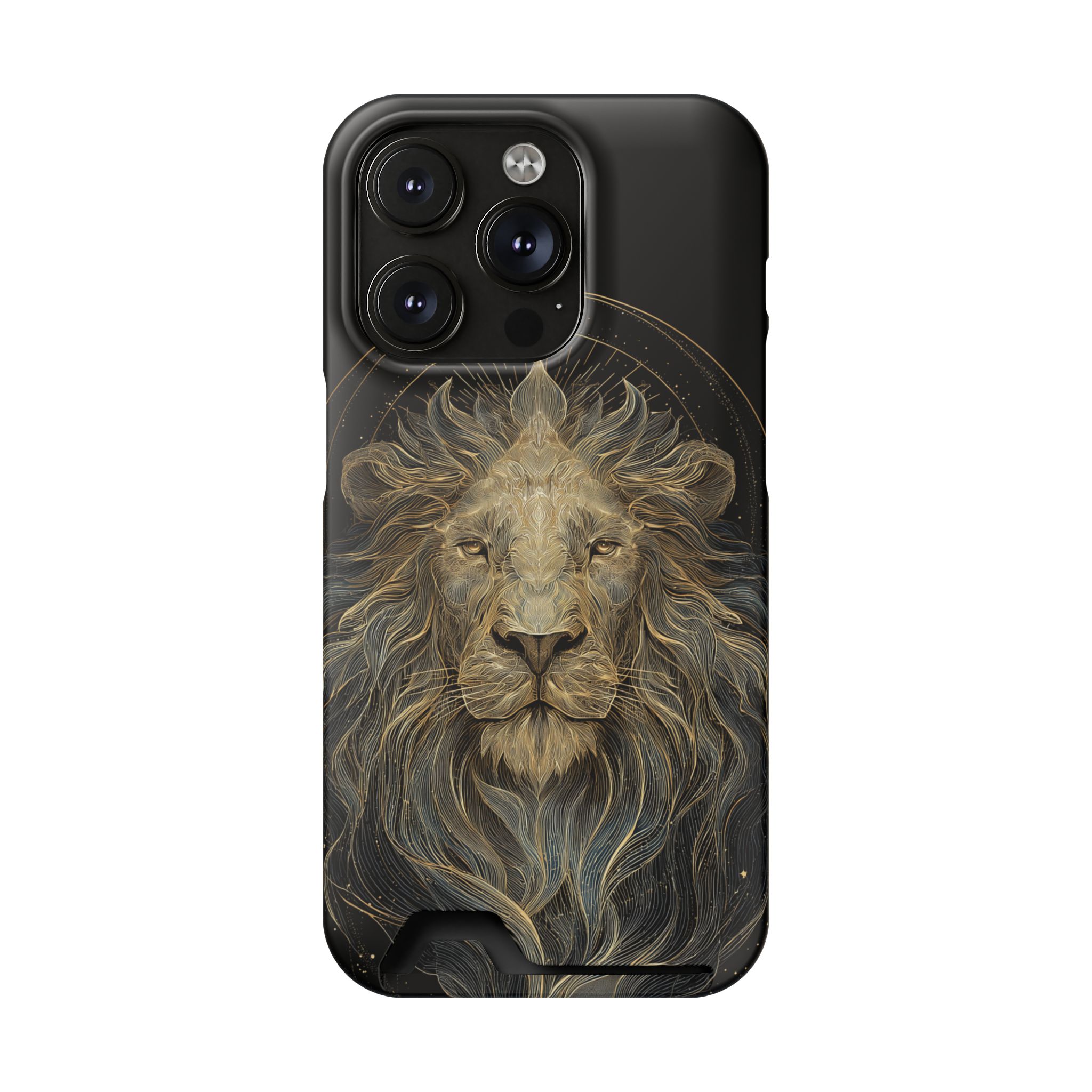 Leo Zodiac Phone Case with Card Holder – Celestial Gold Lion - Image 90
