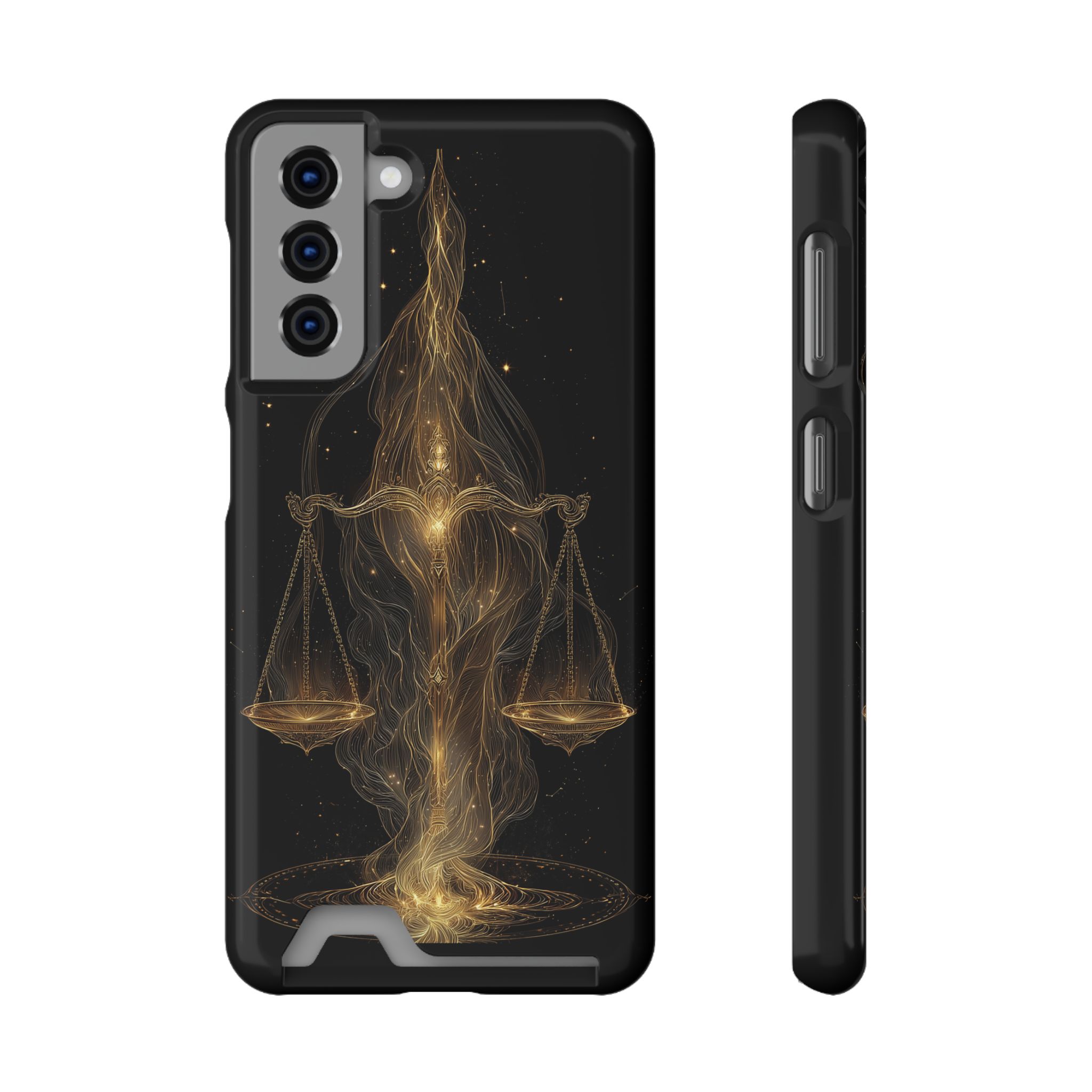 Libra Zodiac Phone Case with Card Holder – Celestial Gold Scales - Image 57