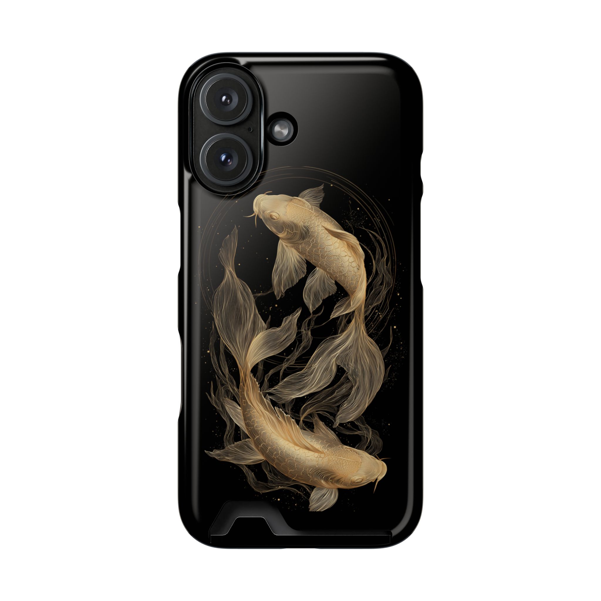 Pisces Zodiac Phone Case with Card Holder – Celestial Gold Fish - Image 105