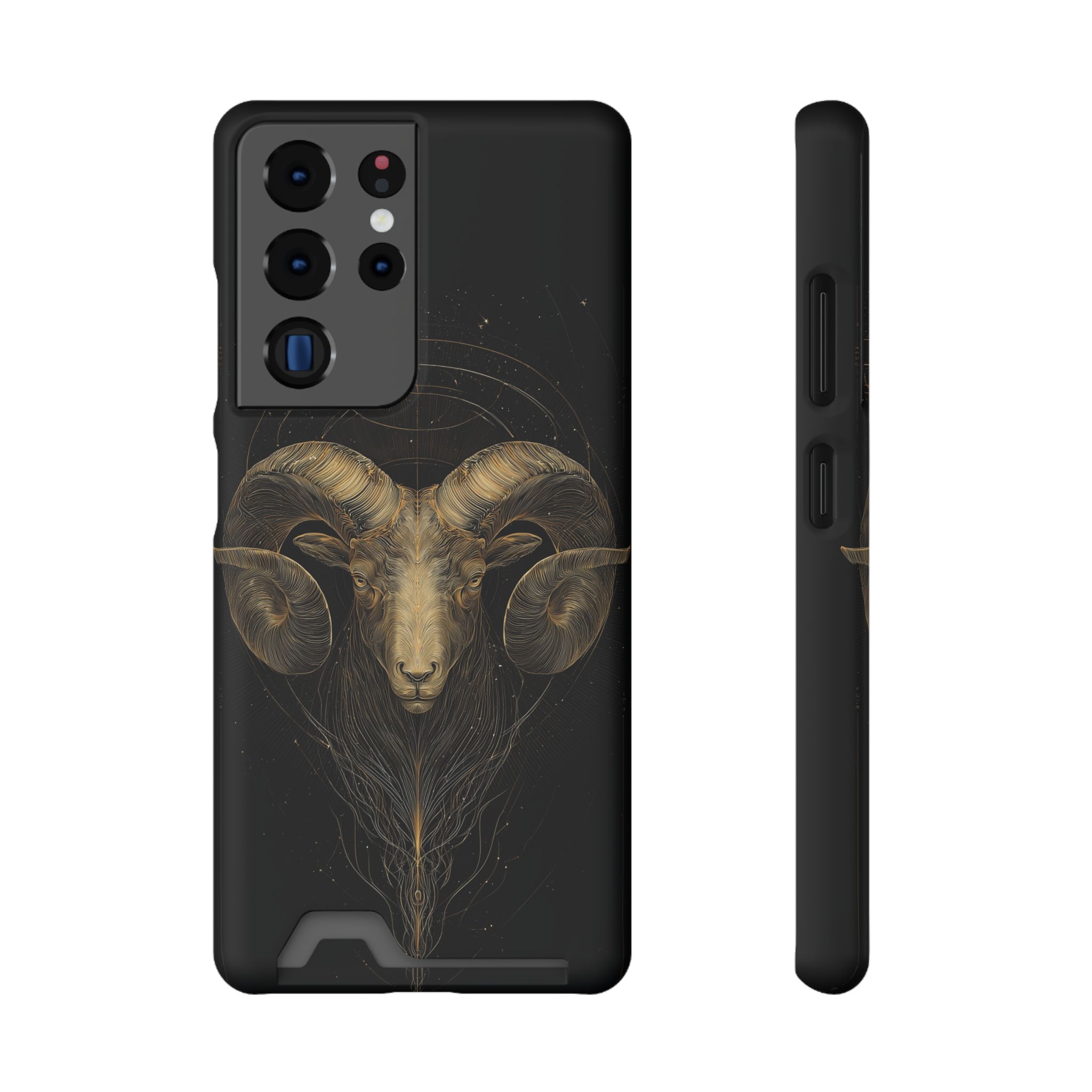 Aries Zodiac Phone Case with Card Holder – Celestial Gold Constellation - Image 77