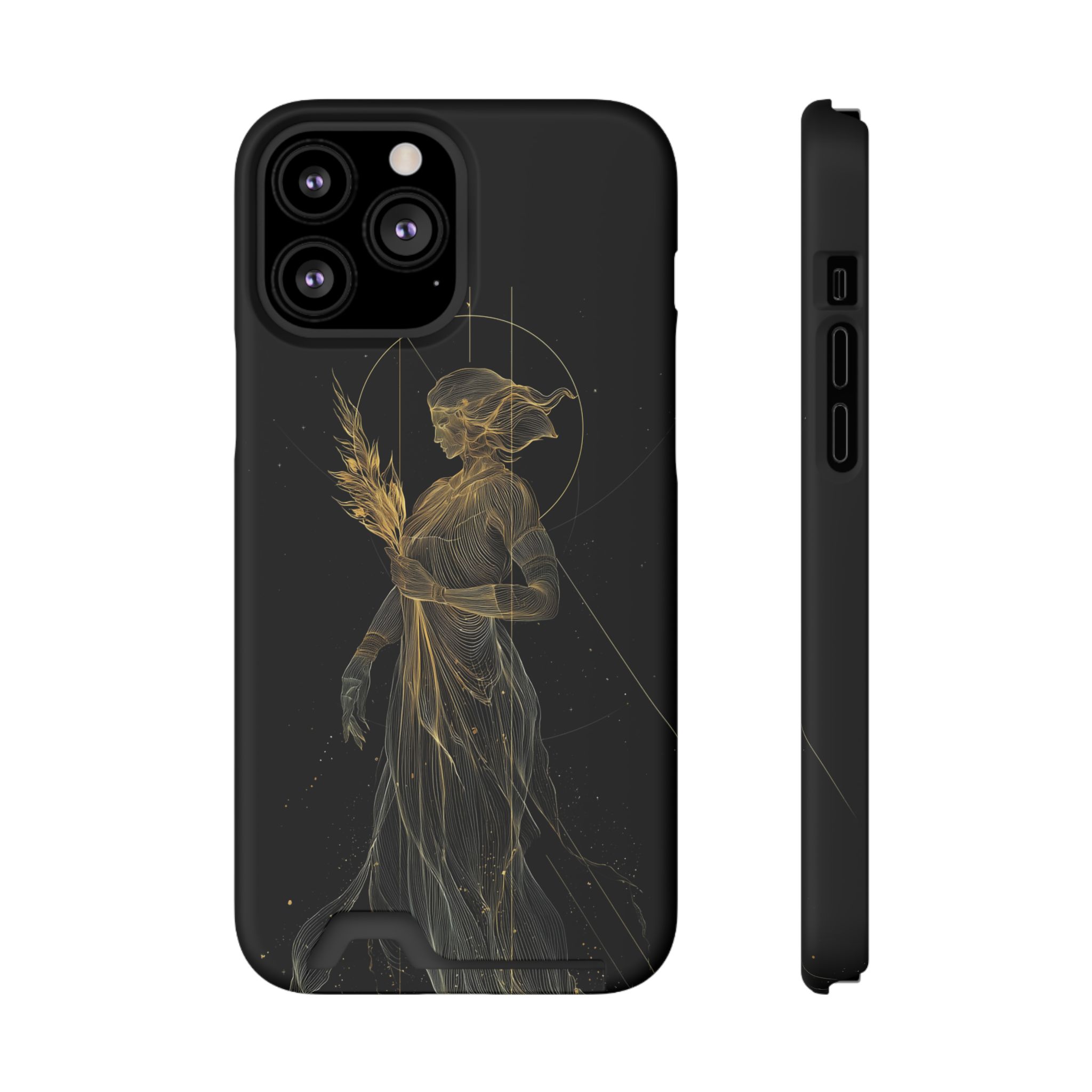 Virgo Zodiac Phone Case with Card Holder – Celestial Gold Maiden - Image 53