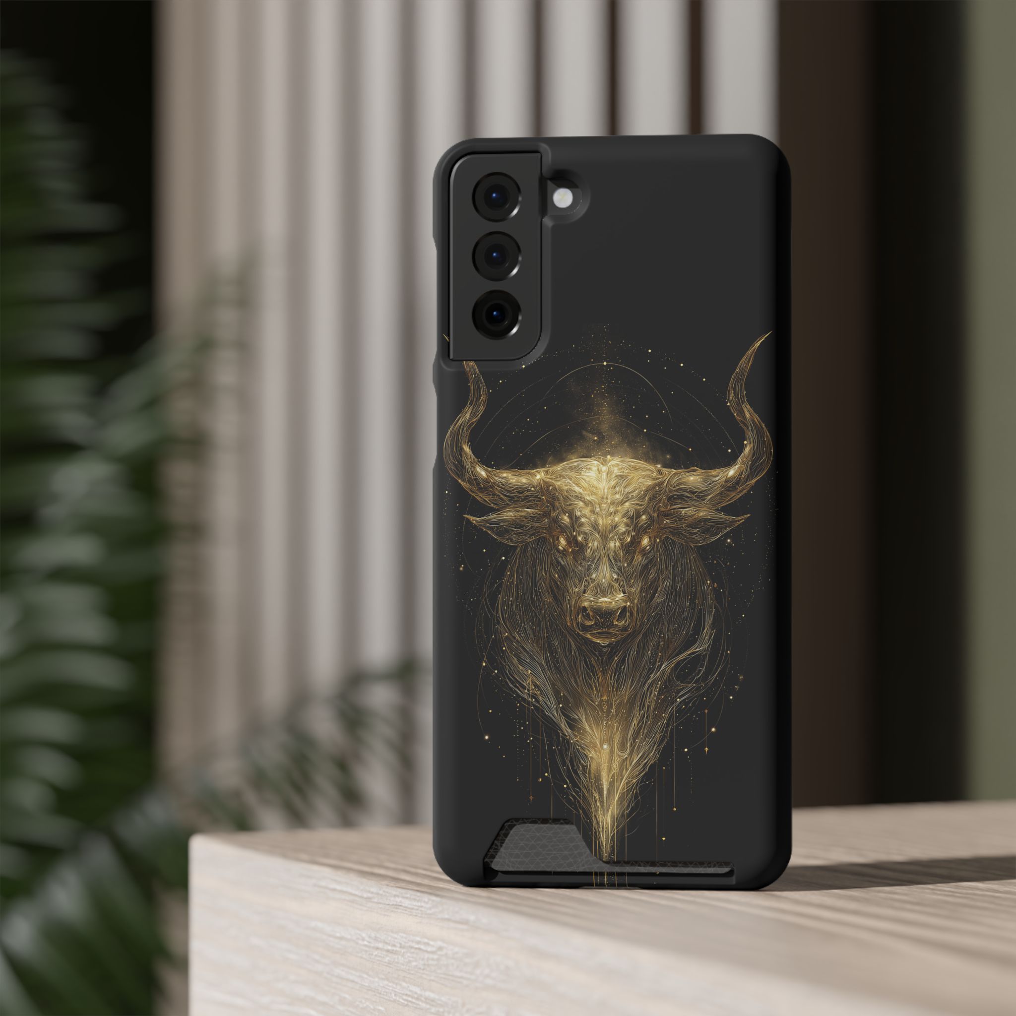 Taurus Zodiac Phone Case with Card Holder – Celestial Gold Bull - Image 72
