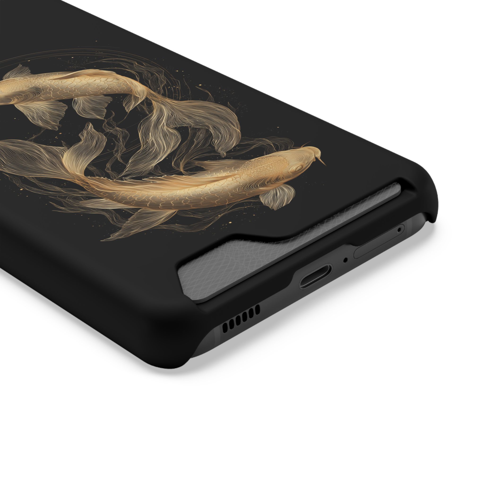 Pisces Zodiac Phone Case with Card Holder – Celestial Gold Fish - Image 6