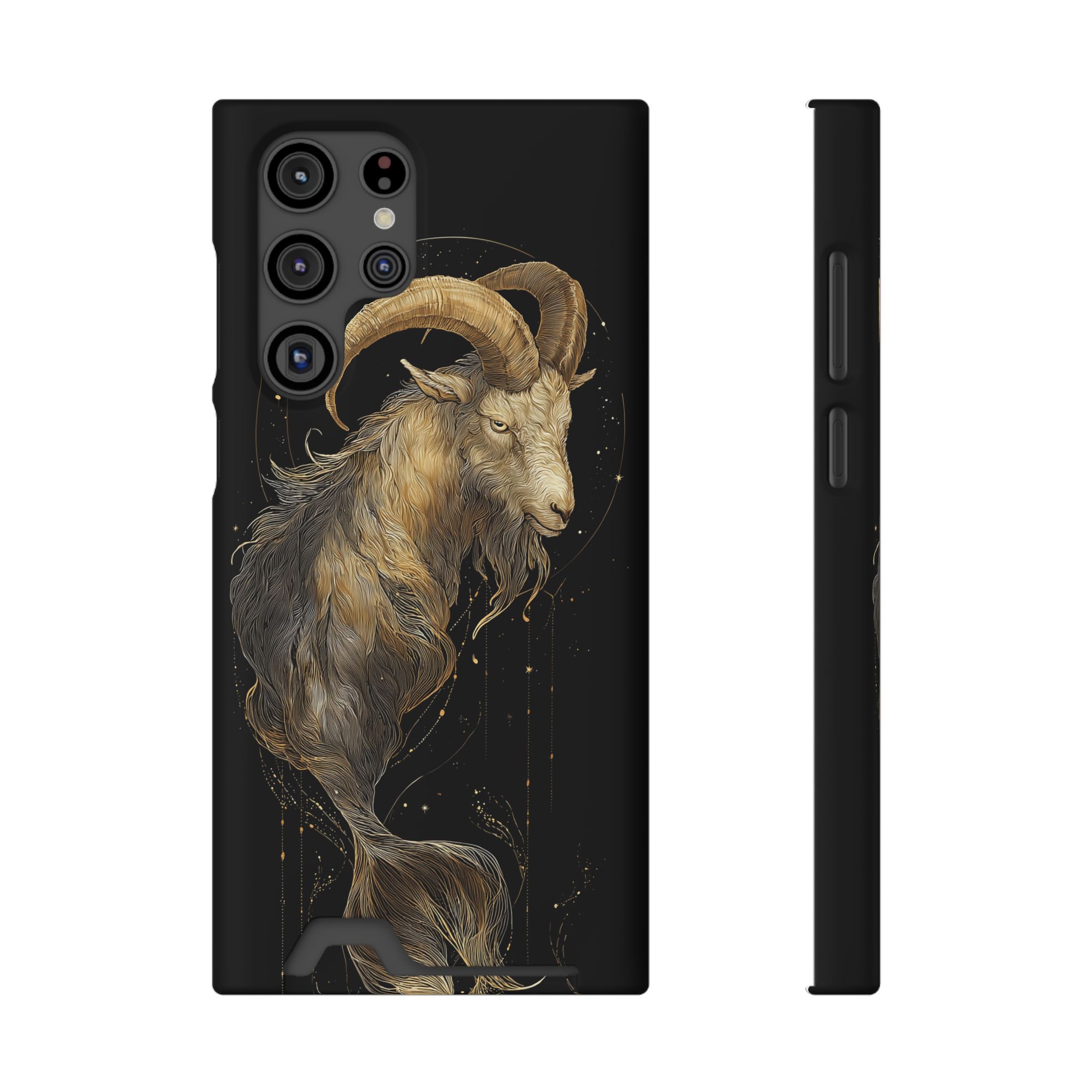 Capricorn Zodiac Phone Case with Card Holder – Celestial Gold Sea-Goat - Image 21