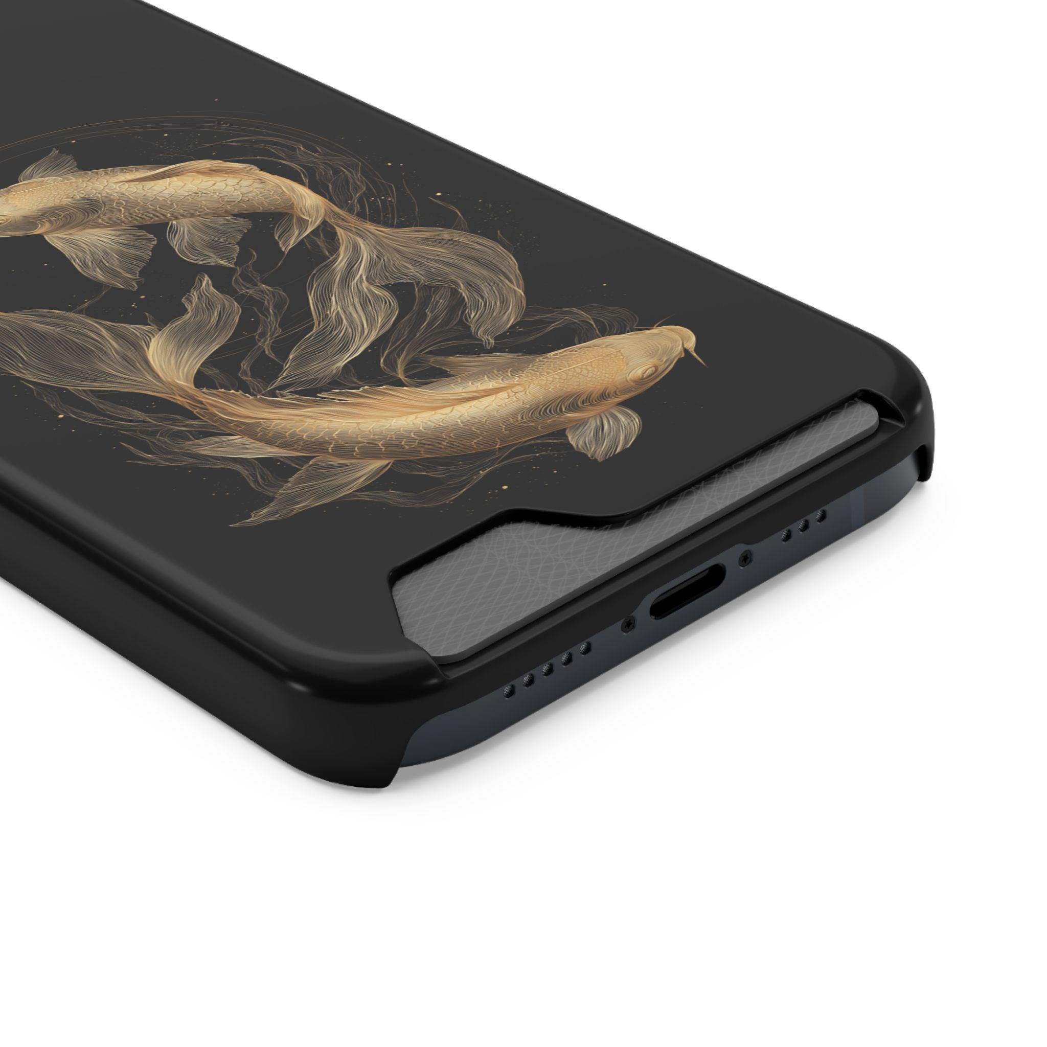 Pisces Zodiac Phone Case with Card Holder – Celestial Gold Fish - Image 26
