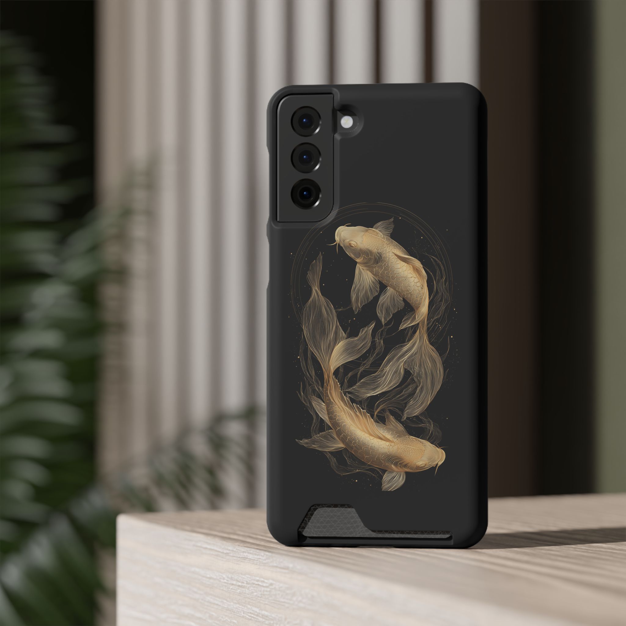 Pisces Zodiac Phone Case with Card Holder – Celestial Gold Fish - Image 72