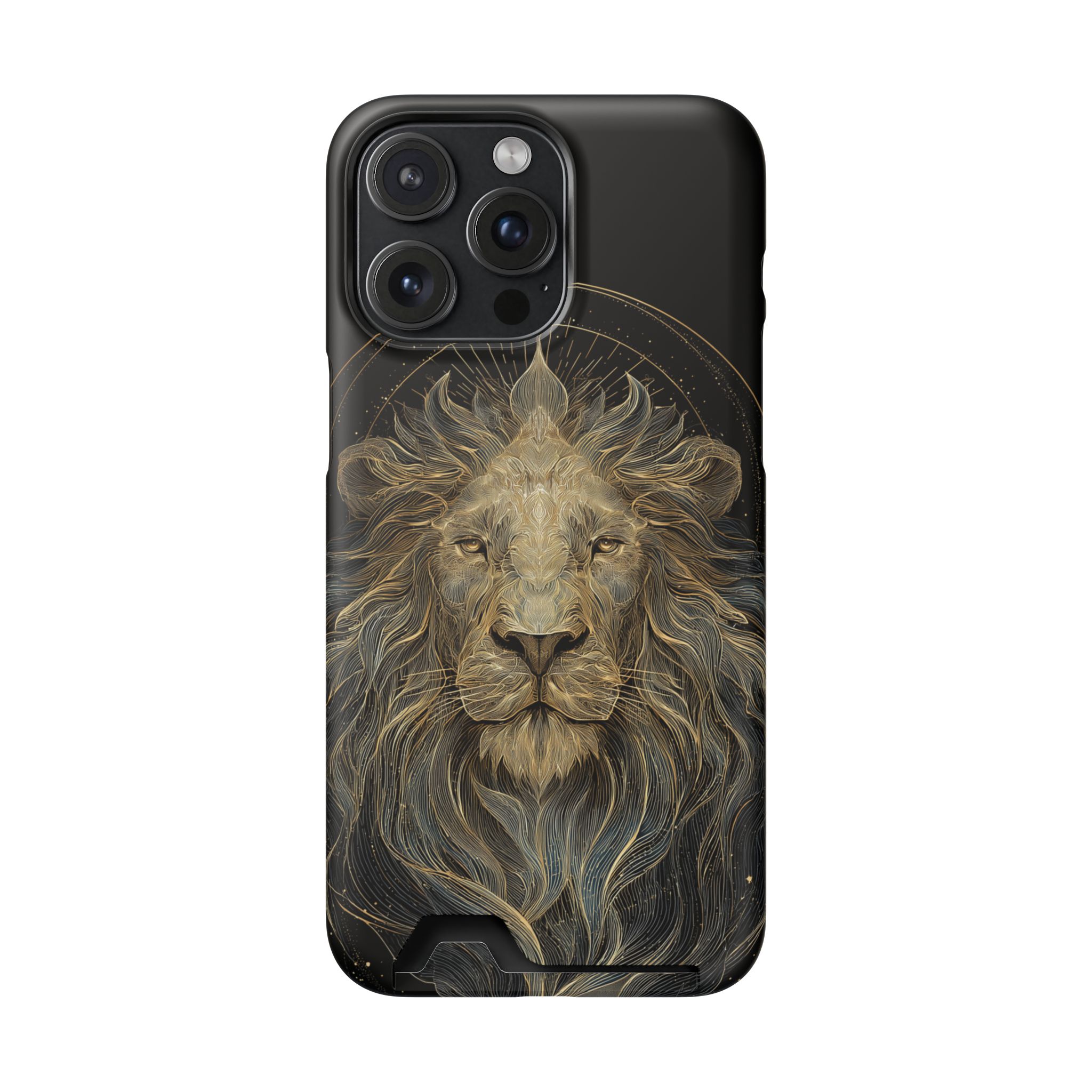 Leo Zodiac Phone Case with Card Holder – Celestial Gold Lion - Image 104