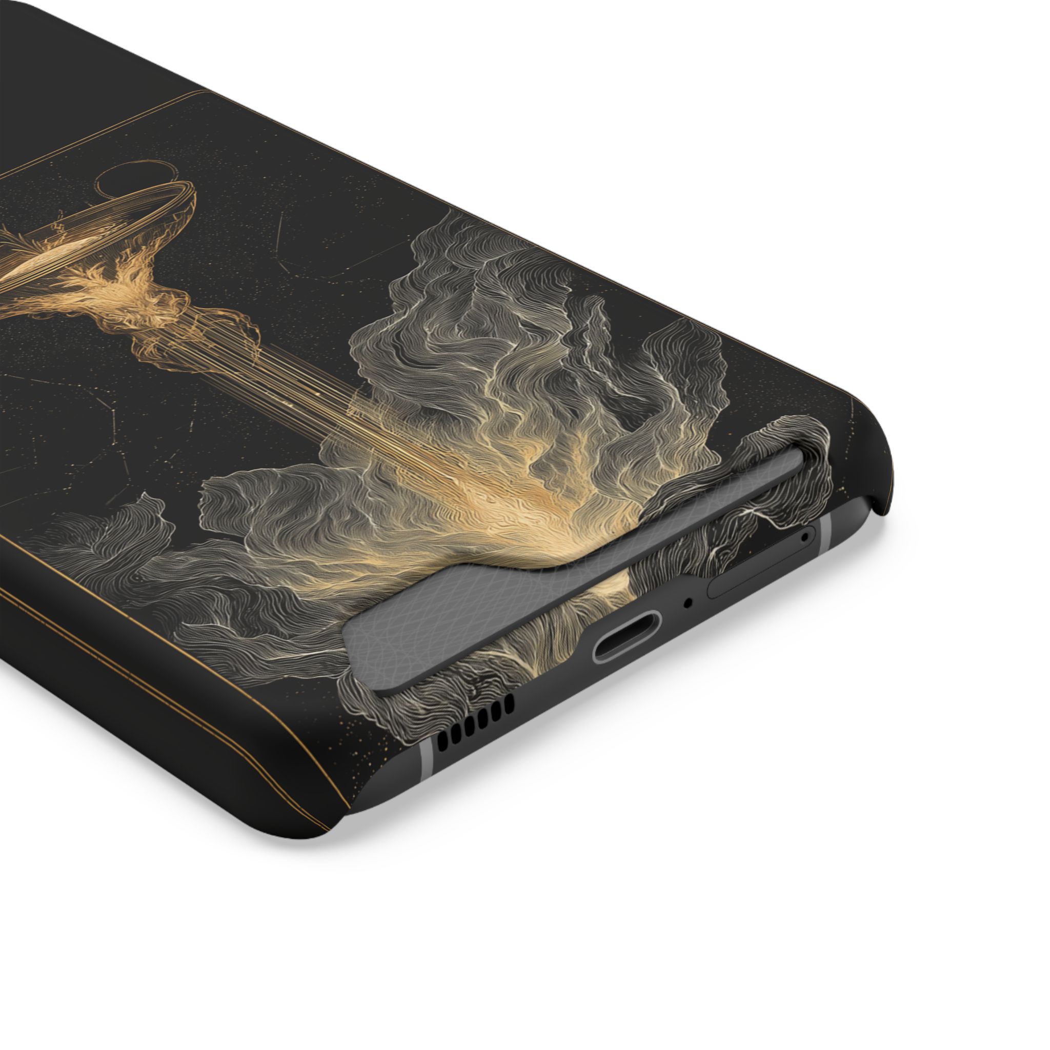 Aquarius Zodiac Phone Case with Card Holder – Celestial Gold Water Bearer - Image 14