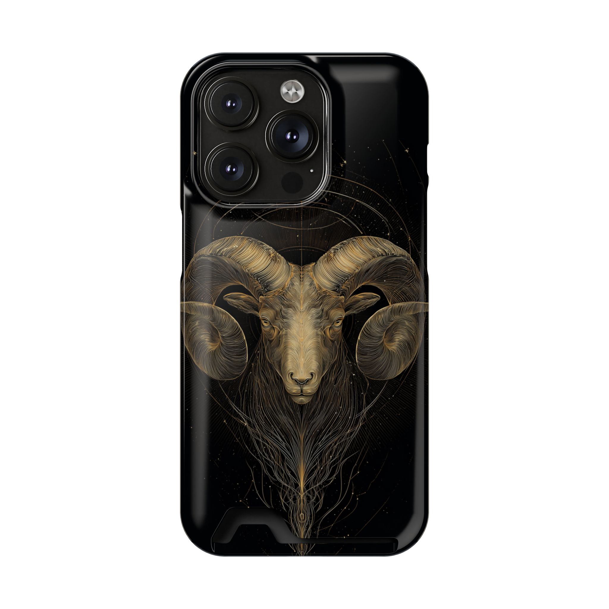 Aries Zodiac Phone Case with Card Holder – Celestial Gold Constellation - Image 94