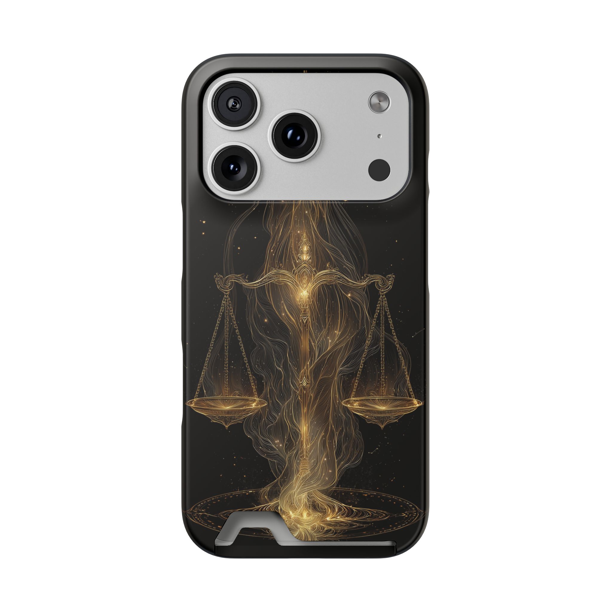 Libra Zodiac Phone Case with Card Holder – Celestial Gold Scales - Image 83